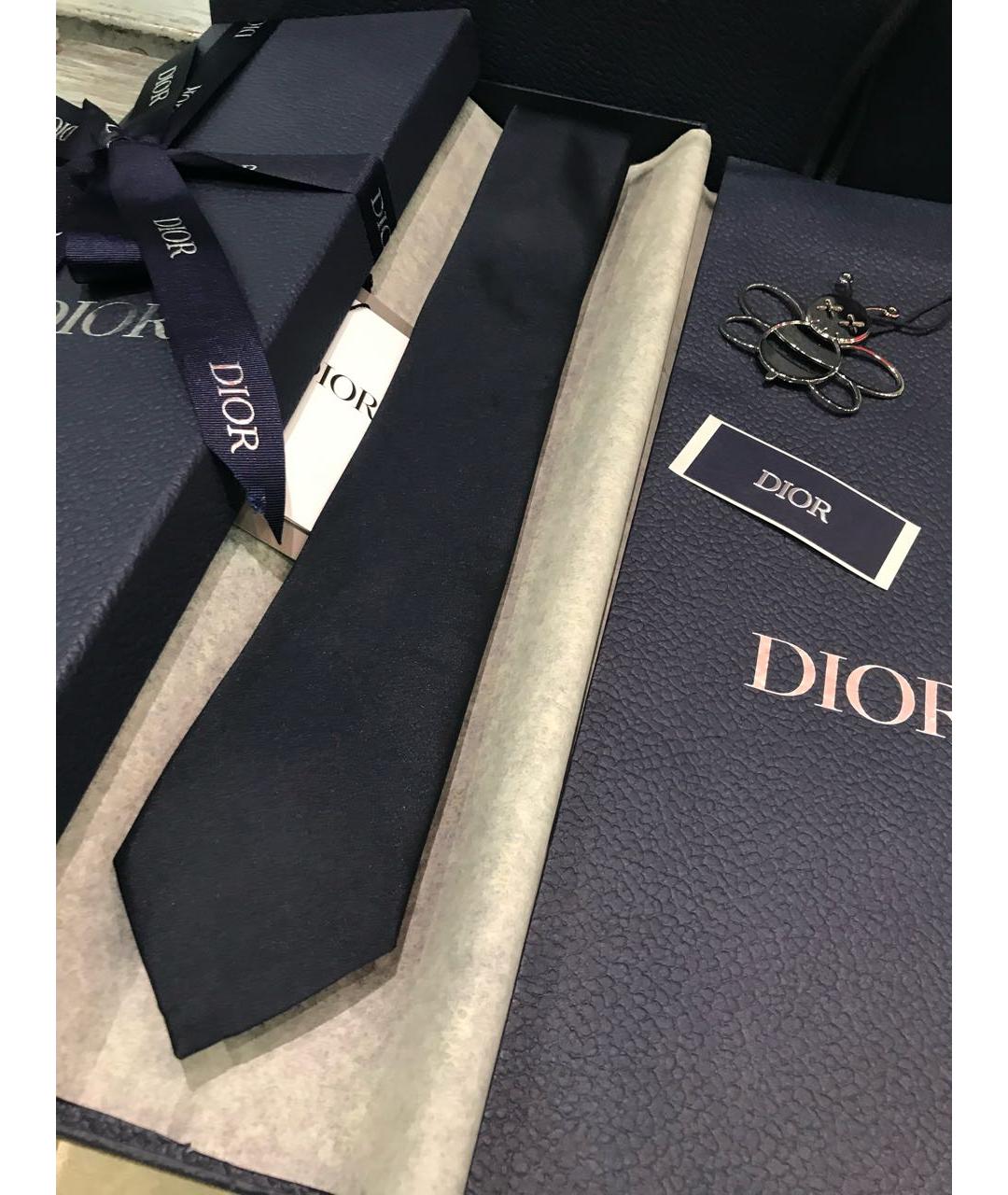 CHRISTIAN DIOR Темно-синий шелковый галстук, фото 9