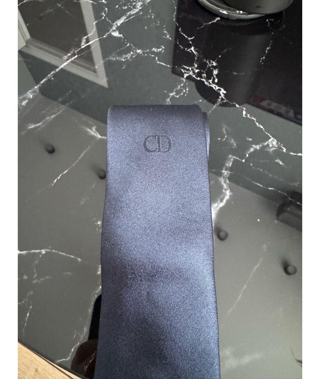 CHRISTIAN DIOR Темно-синий шелковый галстук, фото 3