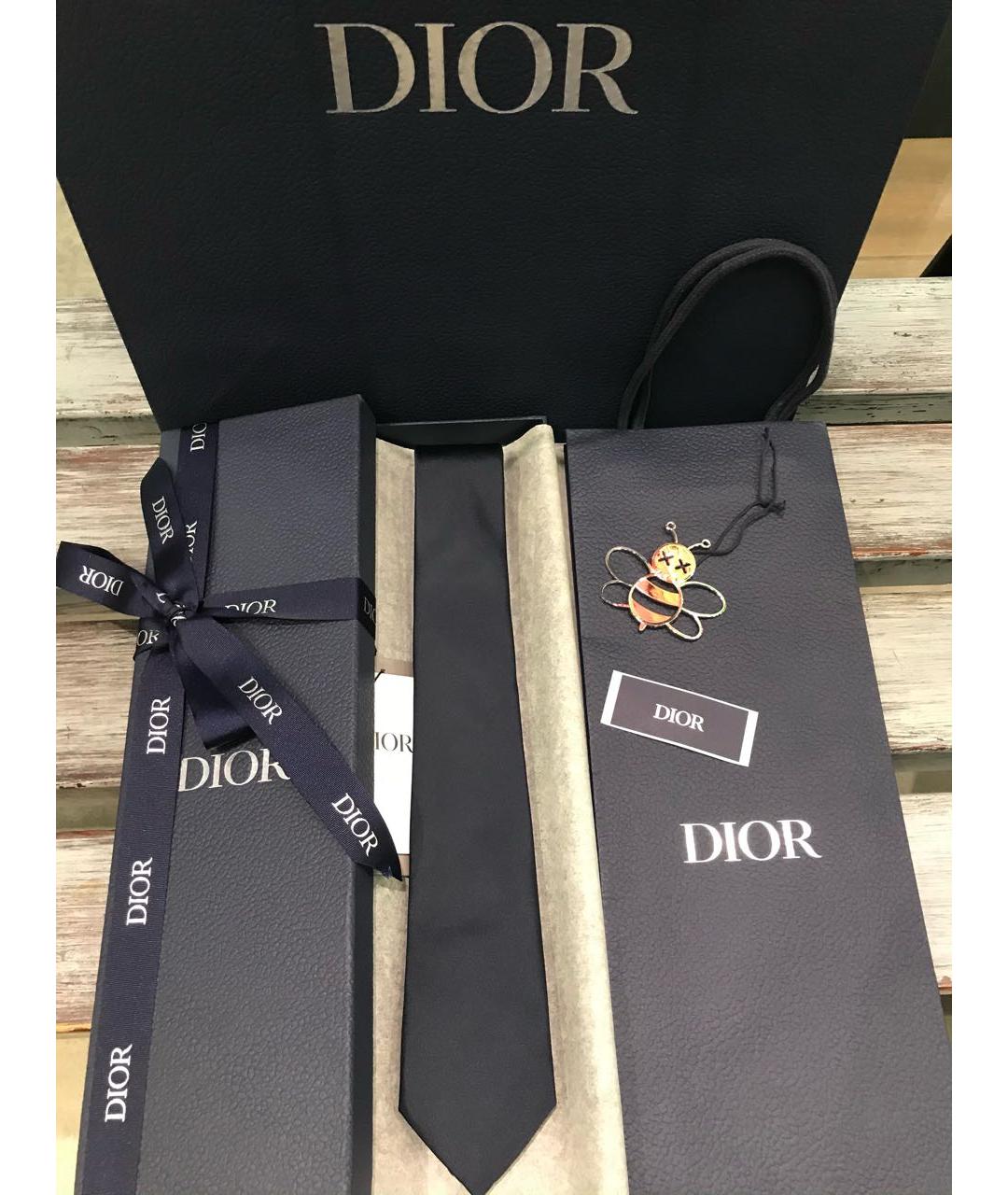 CHRISTIAN DIOR Темно-синий шелковый галстук, фото 7