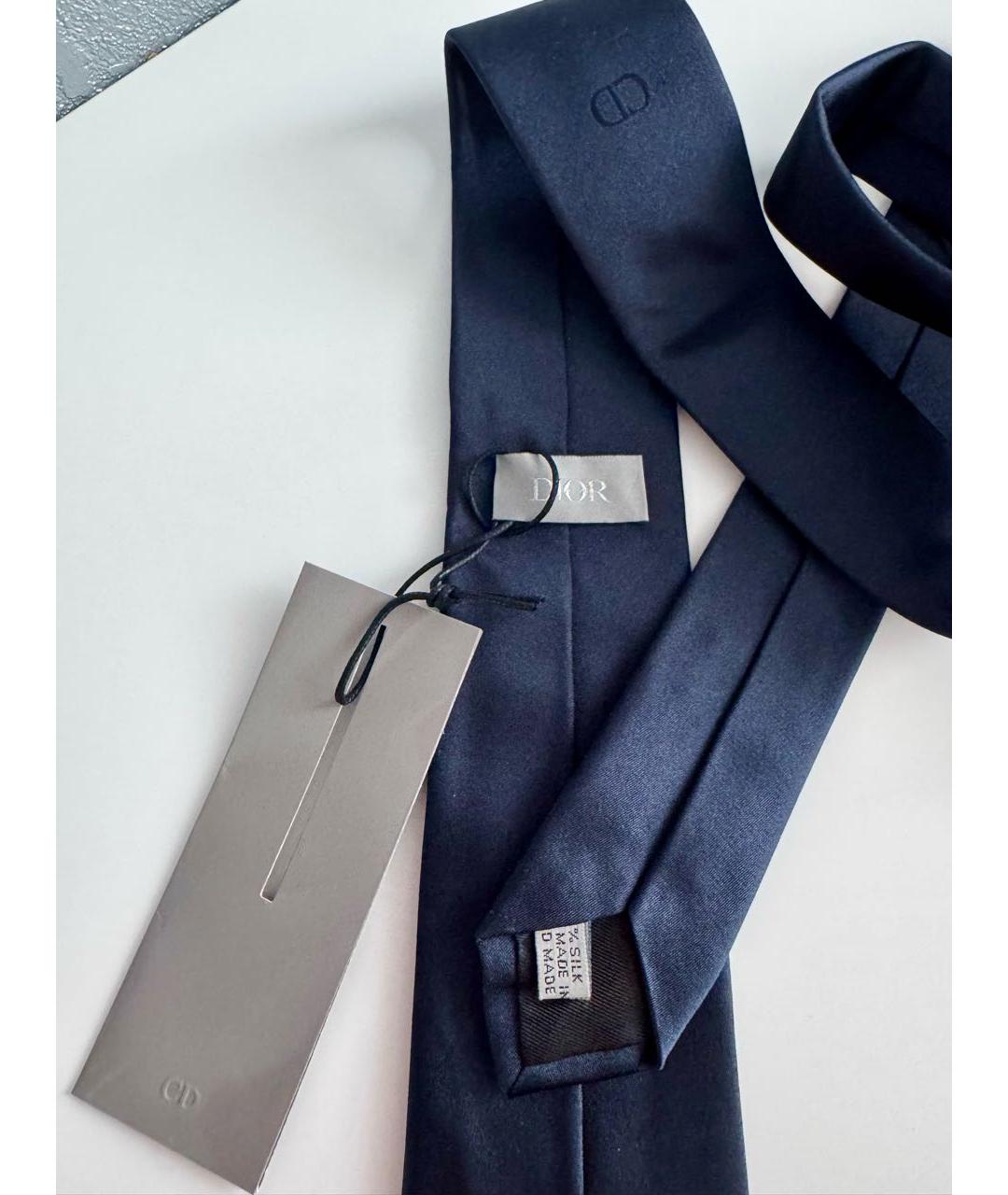 CHRISTIAN DIOR Темно-синий шелковый галстук, фото 4