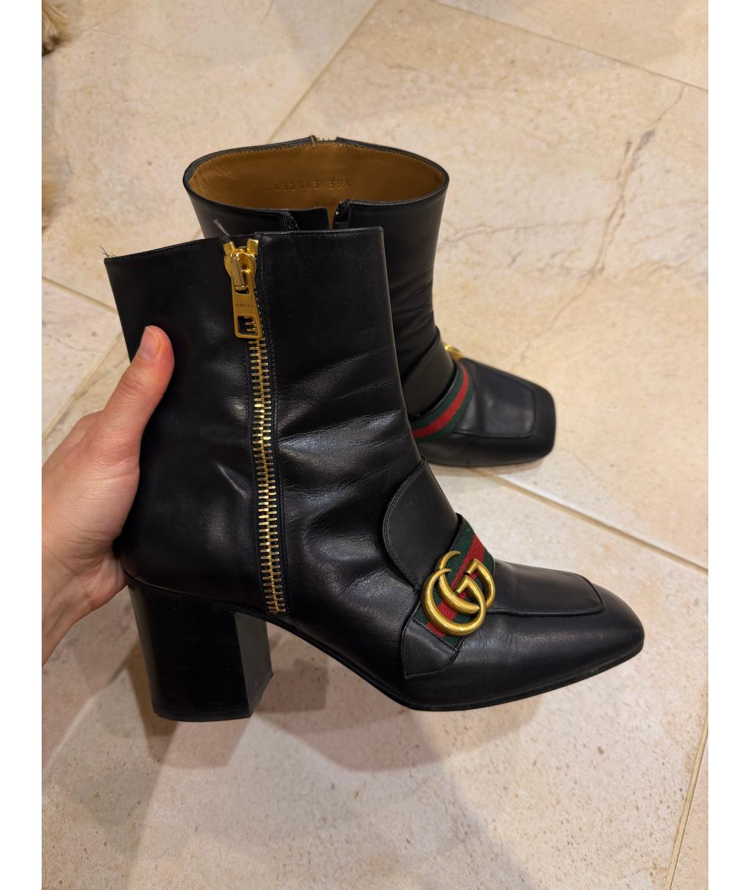 GUCCI Черные кожаные ботильоны, фото 8