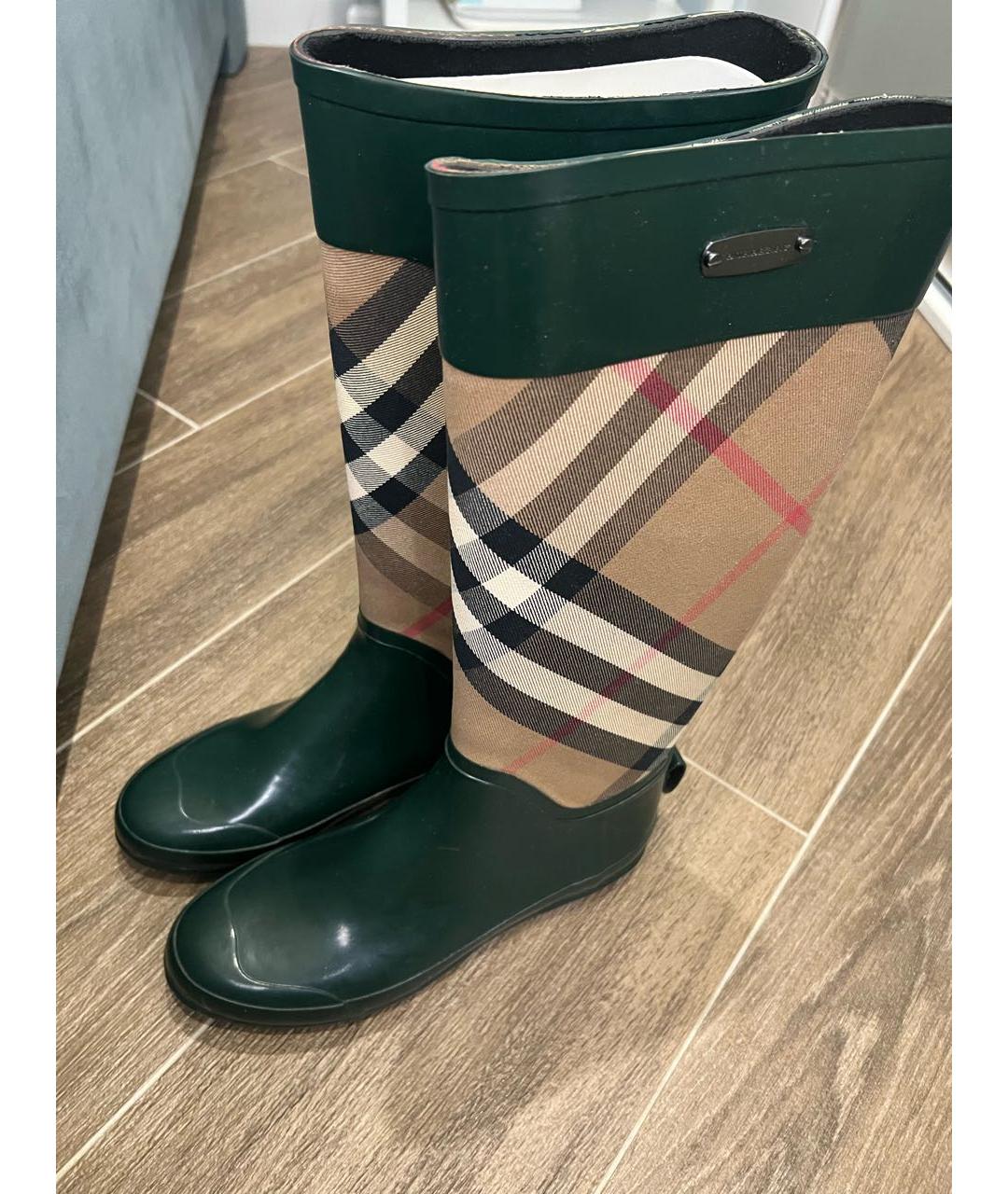 BURBERRY Зеленые резиновые сапоги, фото 3