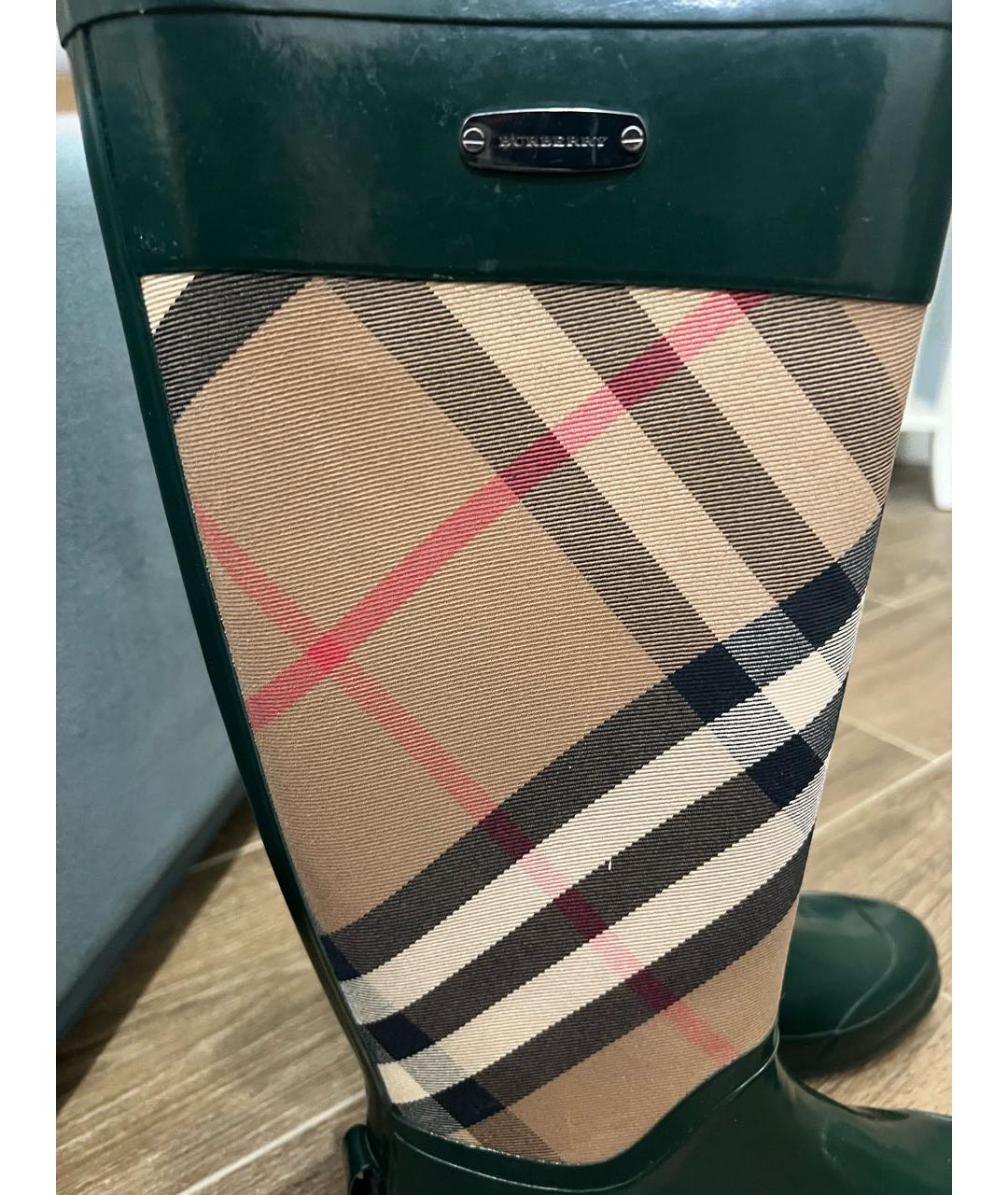 BURBERRY Зеленые резиновые сапоги, фото 6