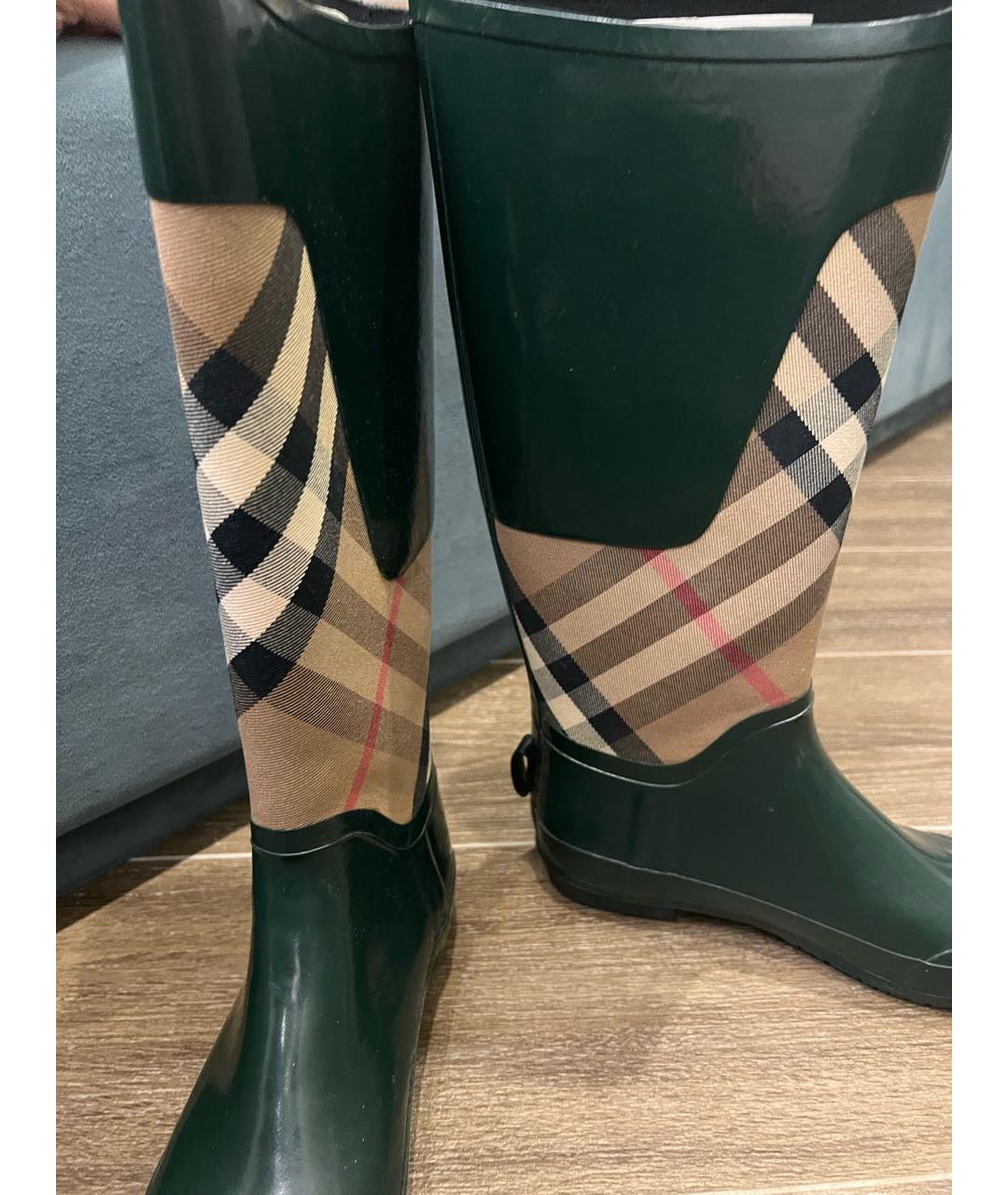 BURBERRY Зеленые резиновые сапоги, фото 8