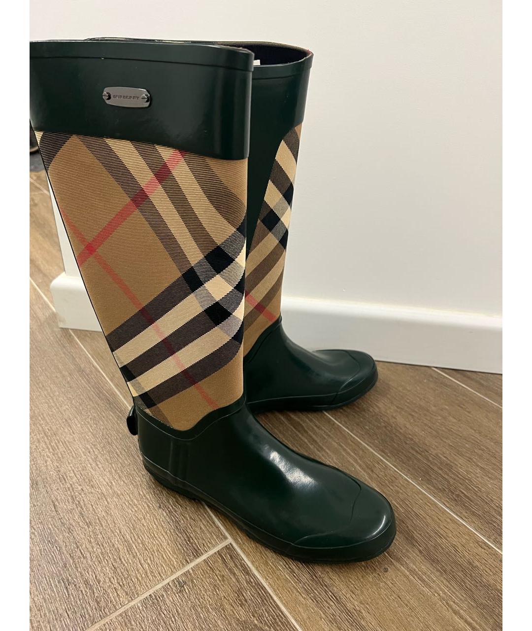 BURBERRY Зеленые резиновые сапоги, фото 5