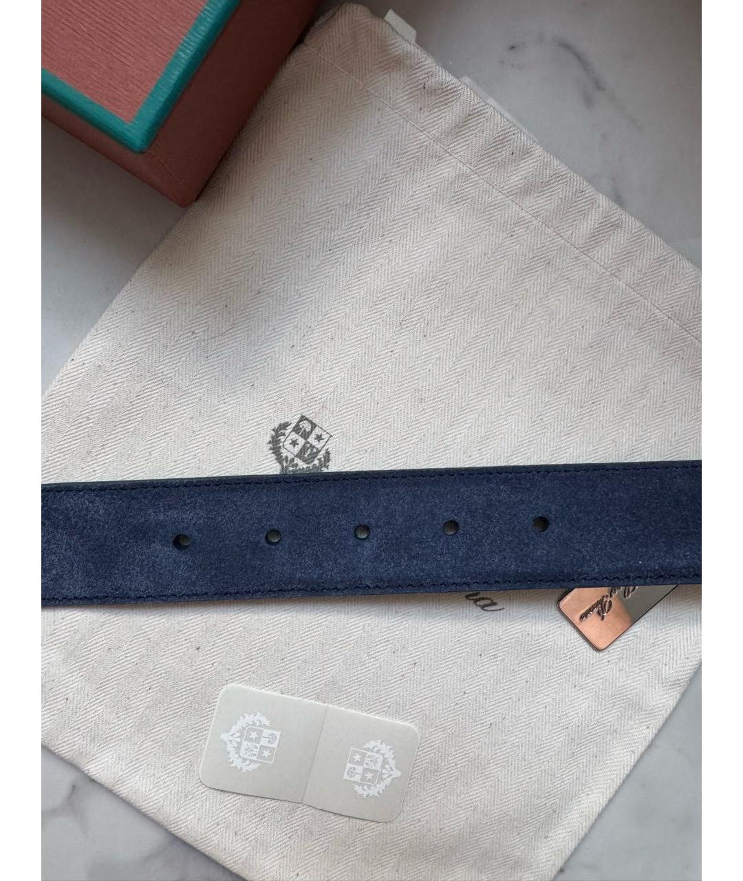 LORO PIANA Темно-синий замшевый ремень, фото 6