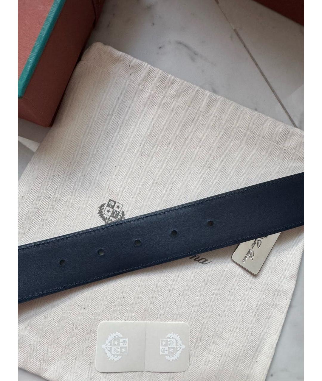 LORO PIANA Темно-синий замшевый ремень, фото 5