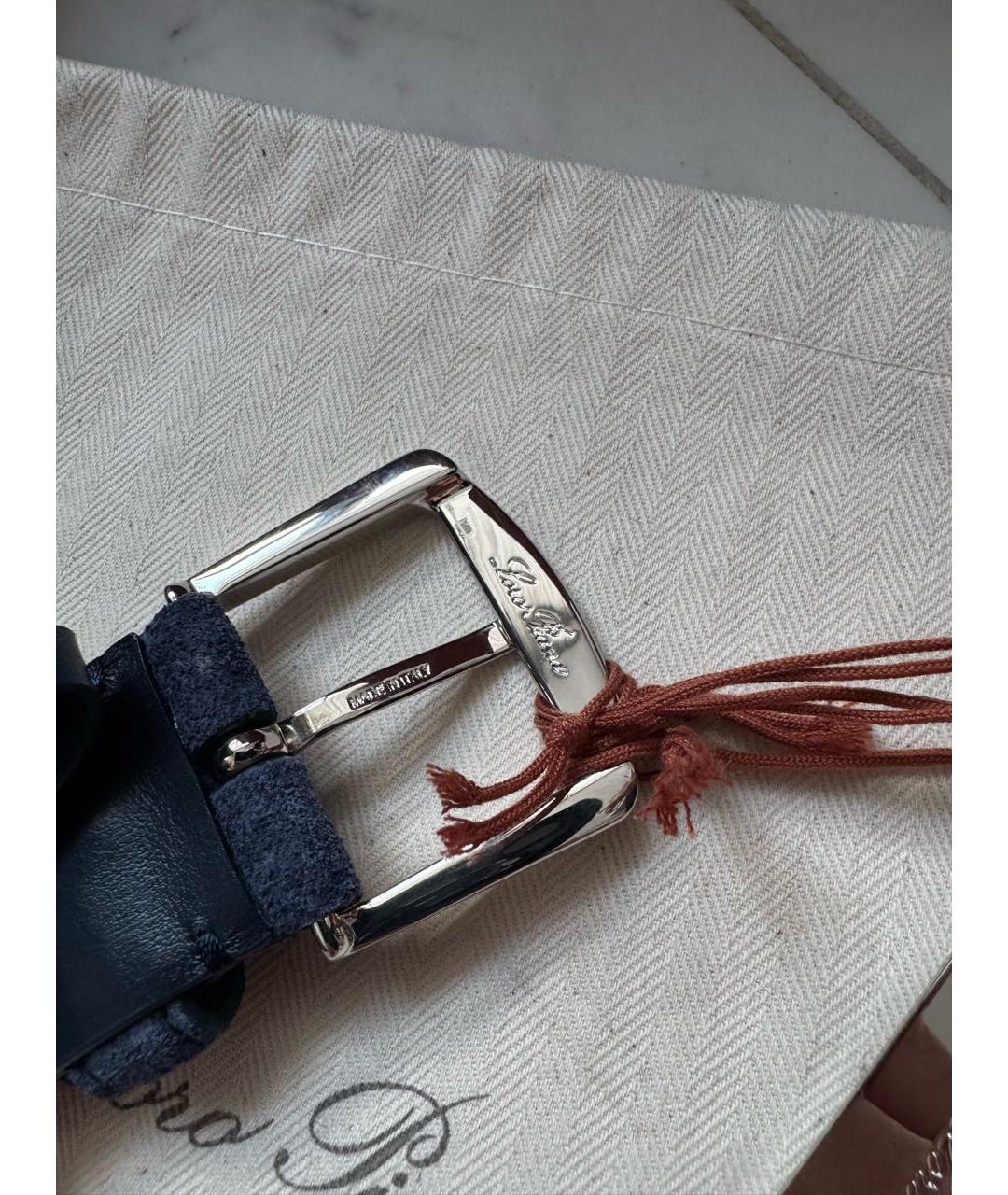 LORO PIANA Темно-синий замшевый ремень, фото 4