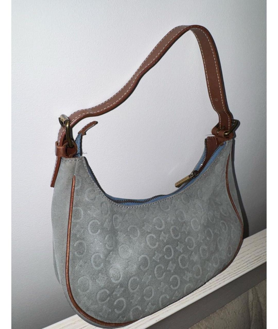 CELINE Голубая замшевая сумка с короткими ручками, фото 2