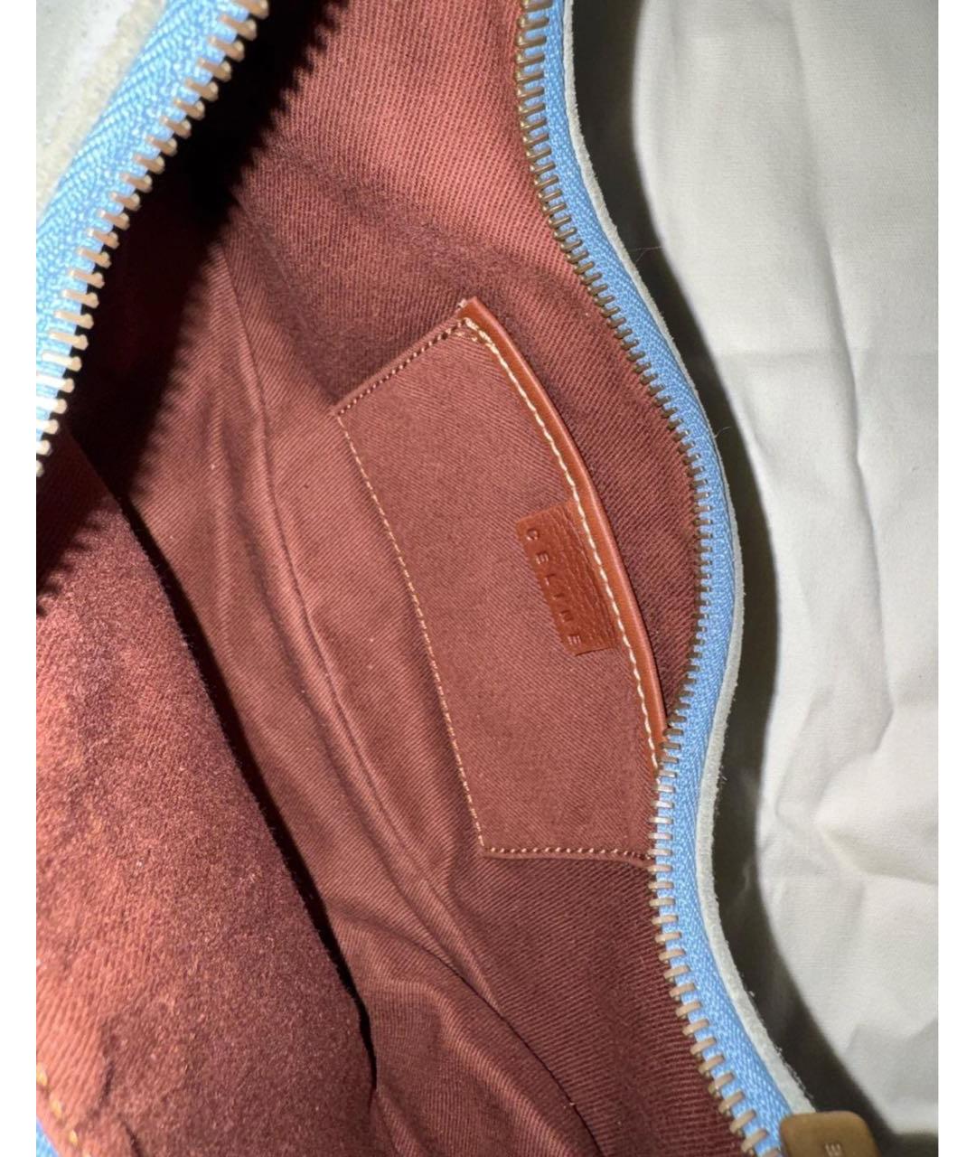 CELINE Голубая замшевая сумка с короткими ручками, фото 7