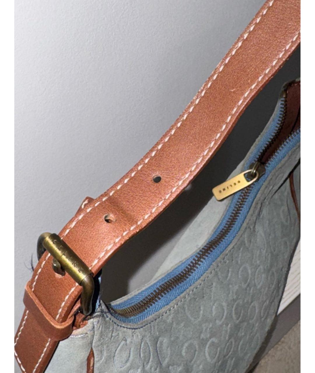 CELINE Голубая замшевая сумка с короткими ручками, фото 3