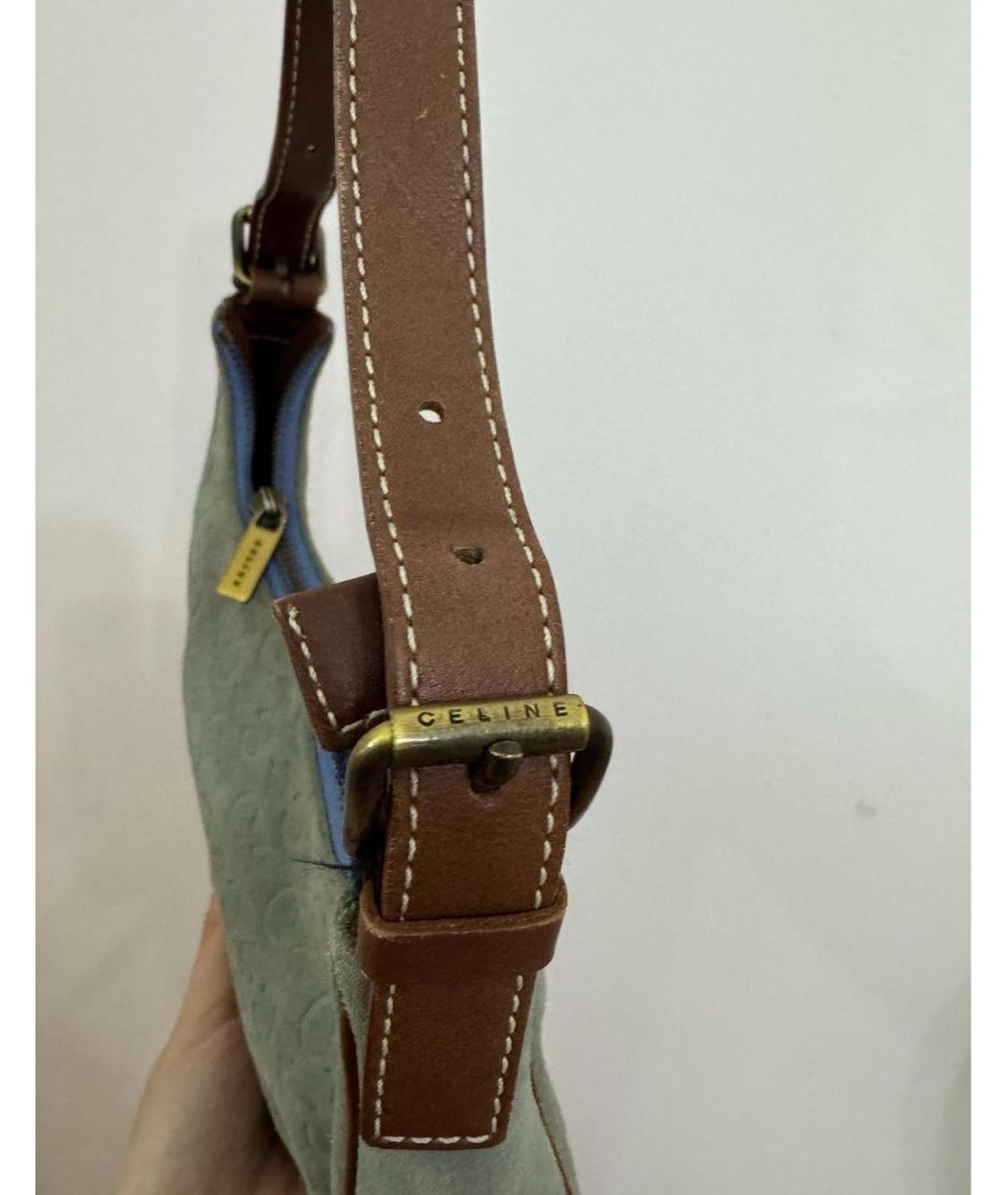 CELINE Голубая замшевая сумка с короткими ручками, фото 4