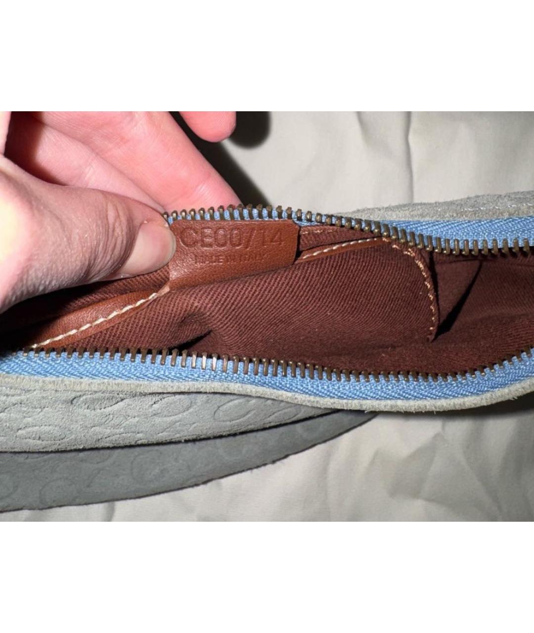 CELINE Голубая замшевая сумка с короткими ручками, фото 6