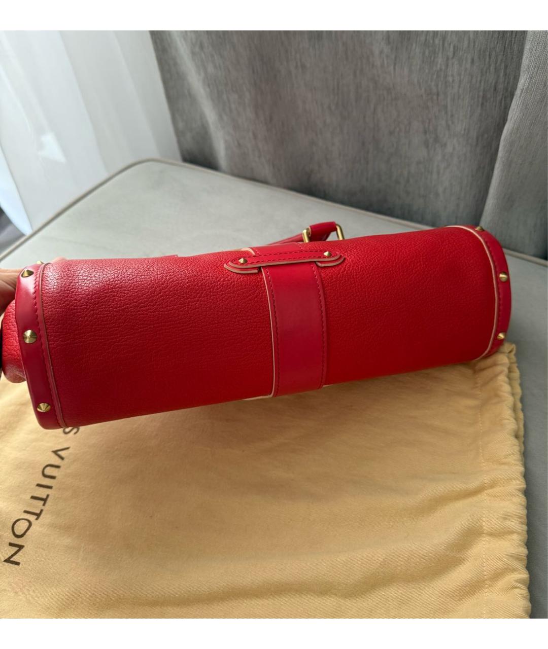 LOUIS VUITTON Красная кожаная сумка с короткими ручками, фото 7