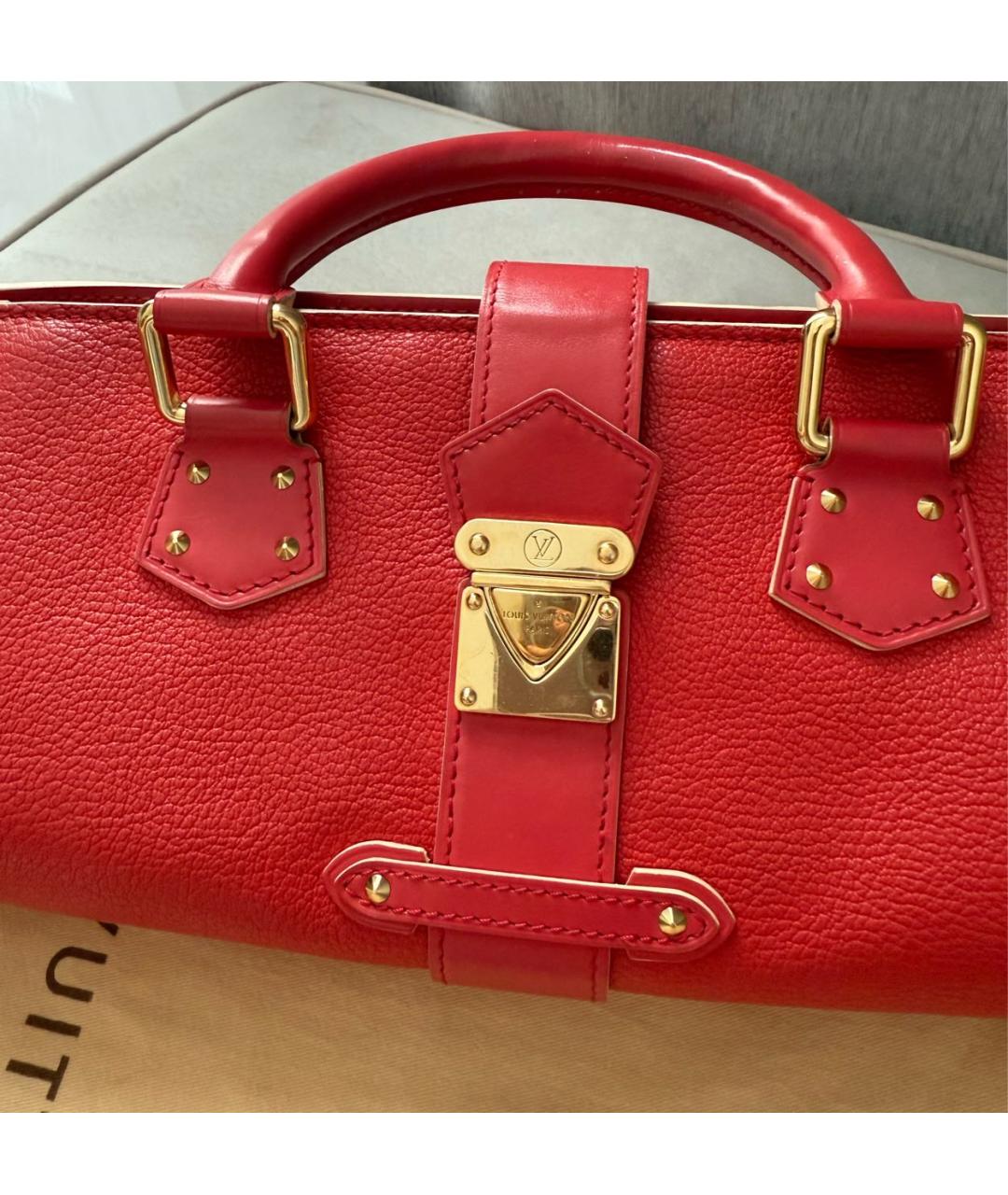 LOUIS VUITTON Красная кожаная сумка с короткими ручками, фото 6