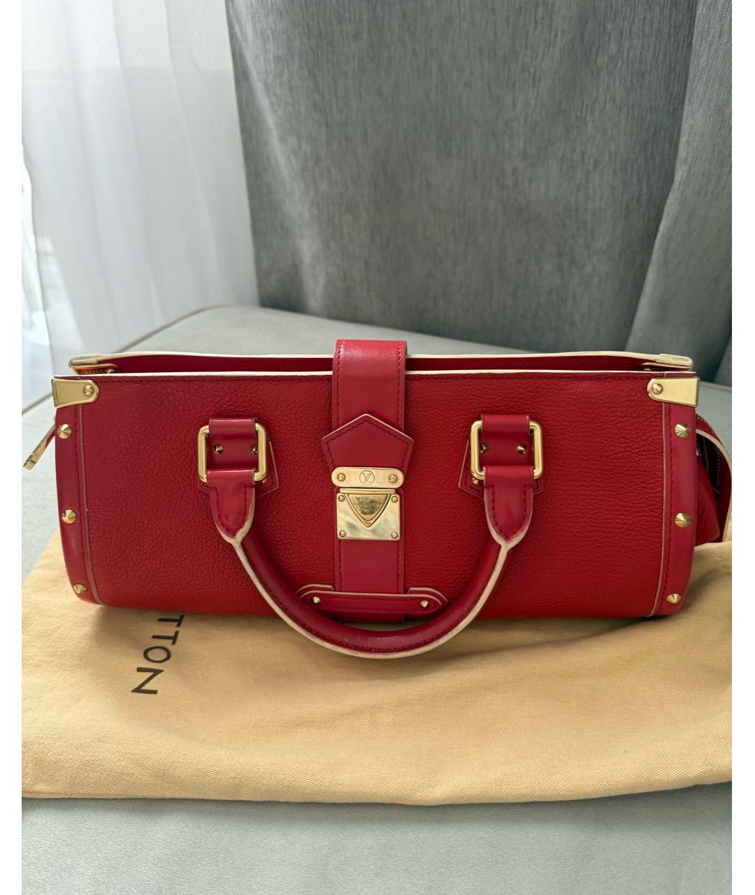 LOUIS VUITTON Красная кожаная сумка с короткими ручками, фото 8