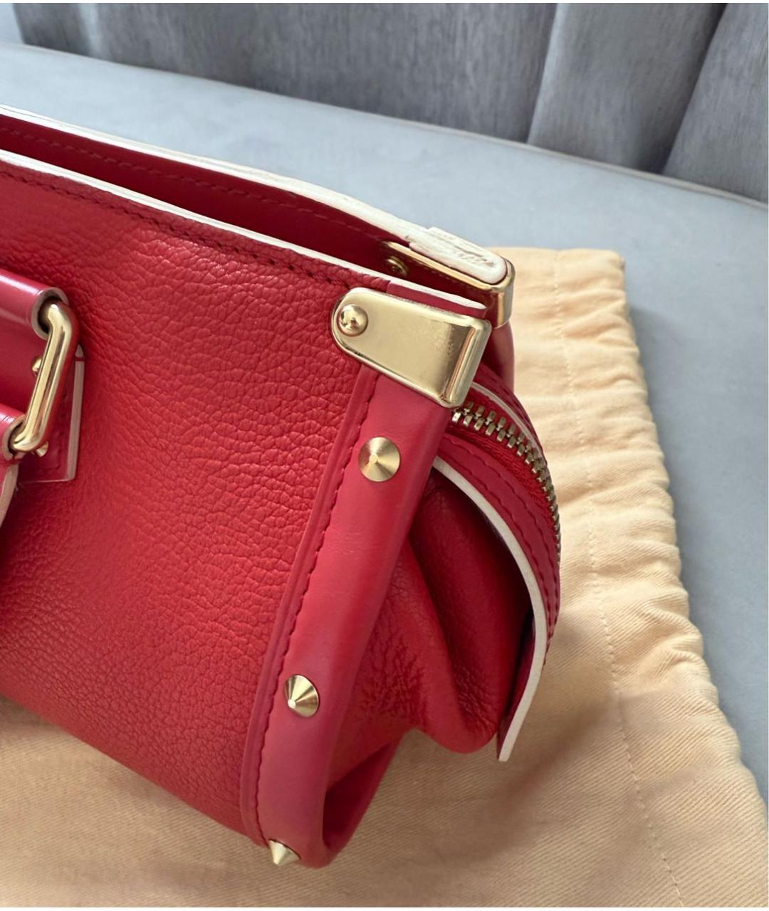 LOUIS VUITTON Красная кожаная сумка с короткими ручками, фото 5