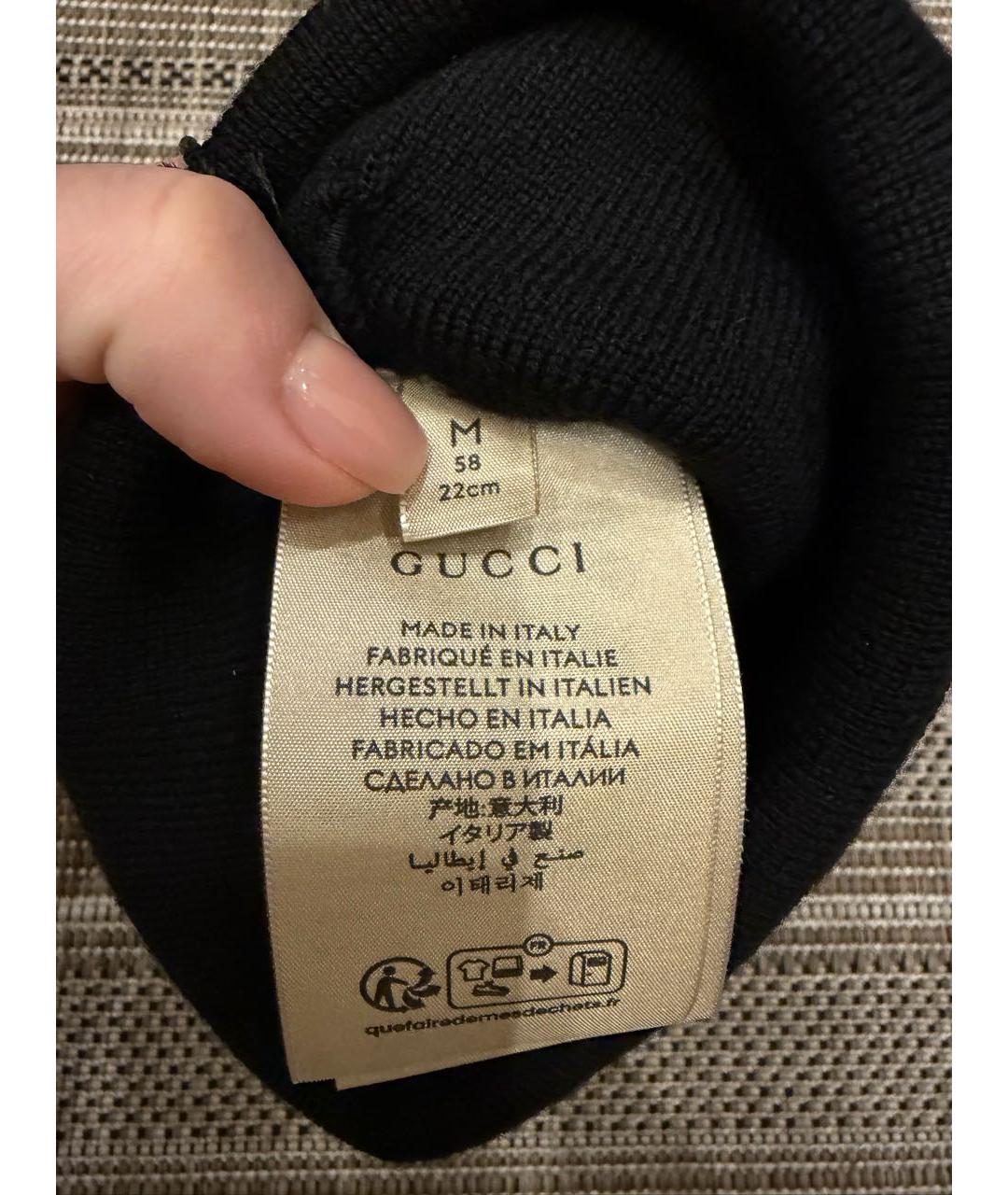 GUCCI Черная шерстяная шапка, фото 3
