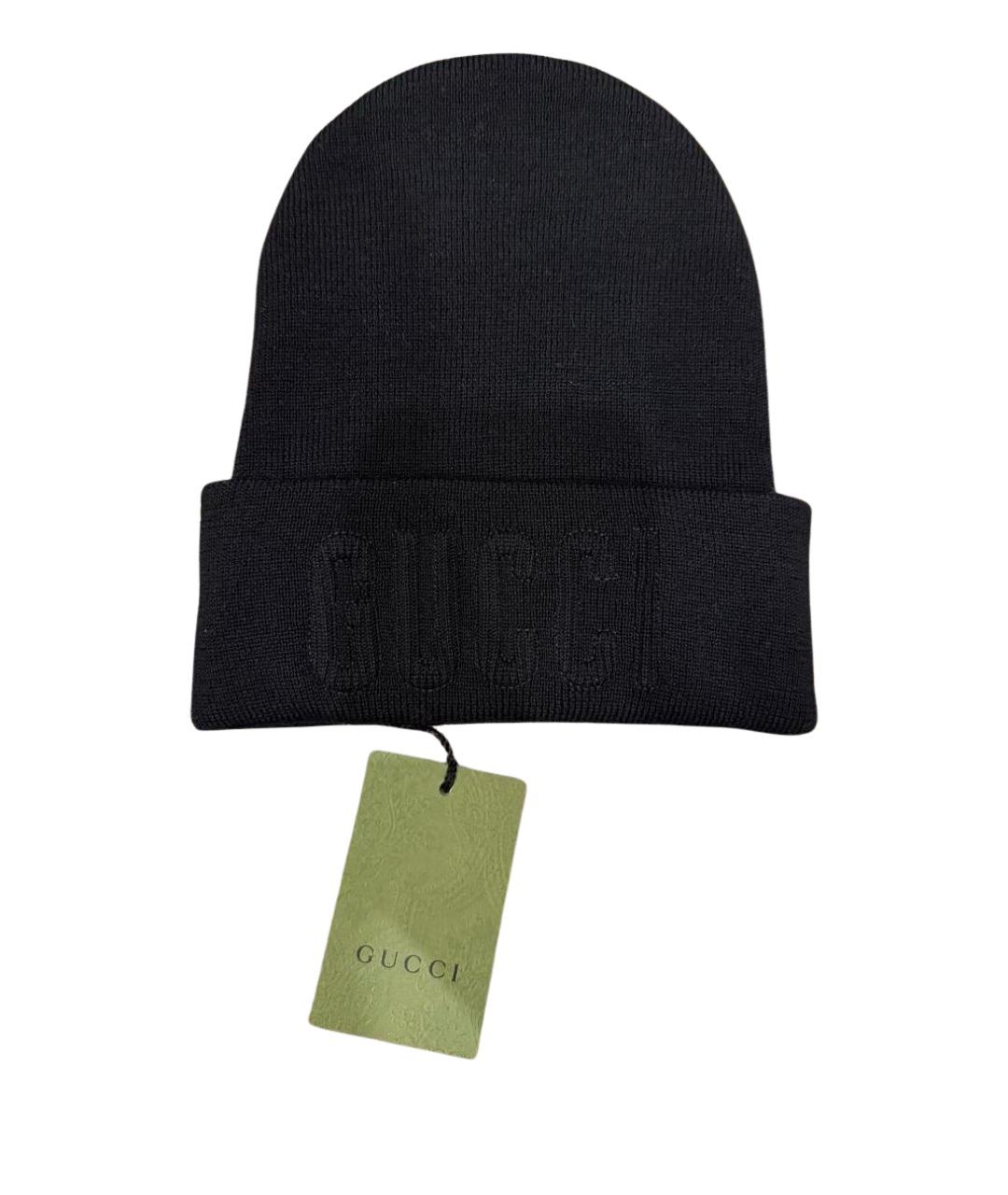 GUCCI Черная шерстяная шапка, фото 1