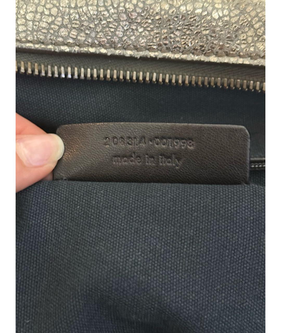 SAINT LAURENT Серебряная кожаная сумка с короткими ручками, фото 3