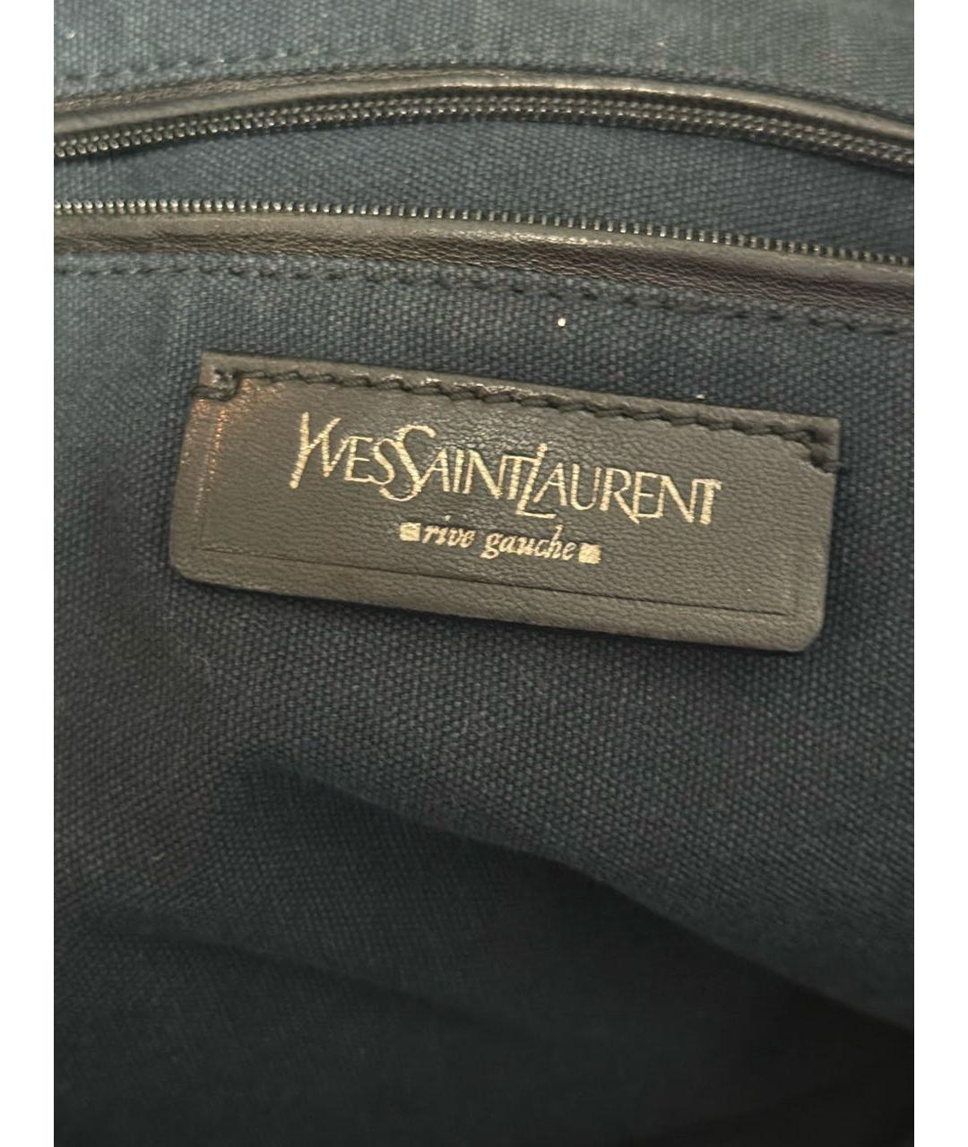 SAINT LAURENT Серебряная кожаная сумка с короткими ручками, фото 2
