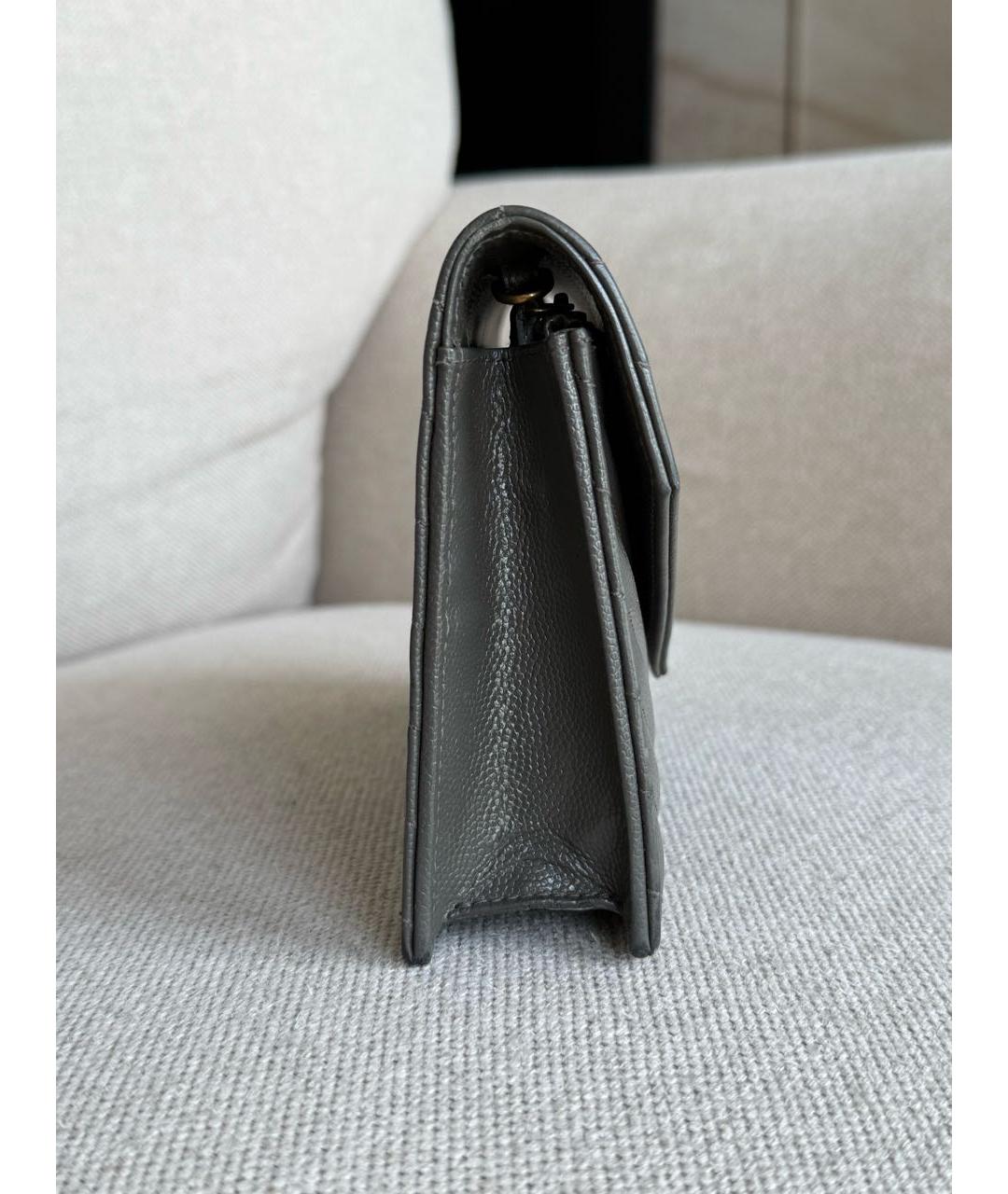SAINT LAURENT Серая кожаная сумка через плечо, фото 5