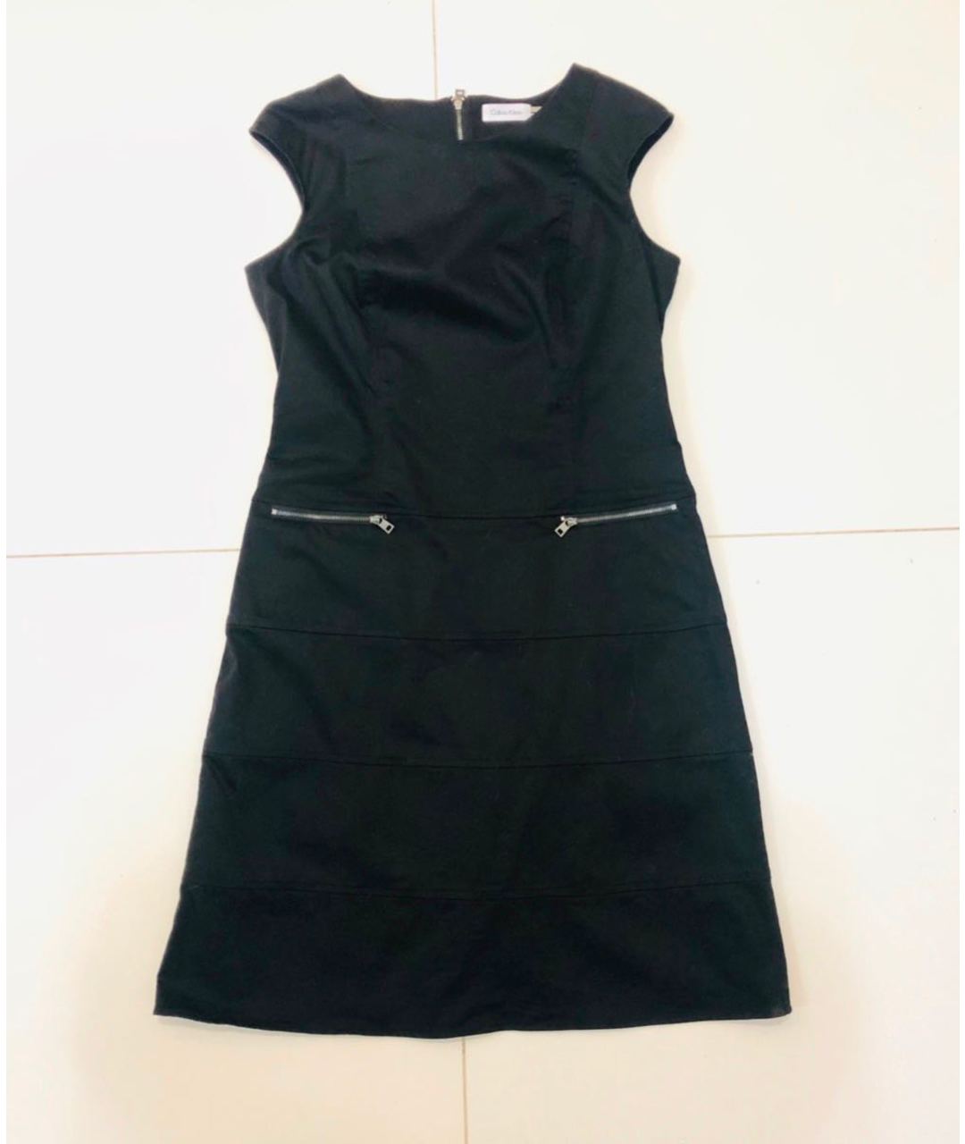 CALVIN KLEIN Черное хлопко-эластановое повседневное платье, фото 6