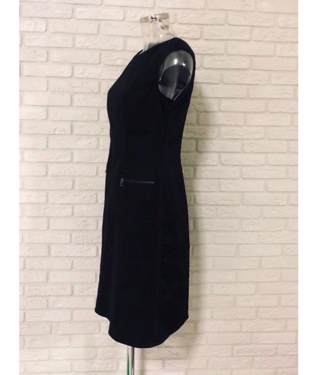 CALVIN KLEIN Черное хлопко-эластановое повседневное платье, фото 7