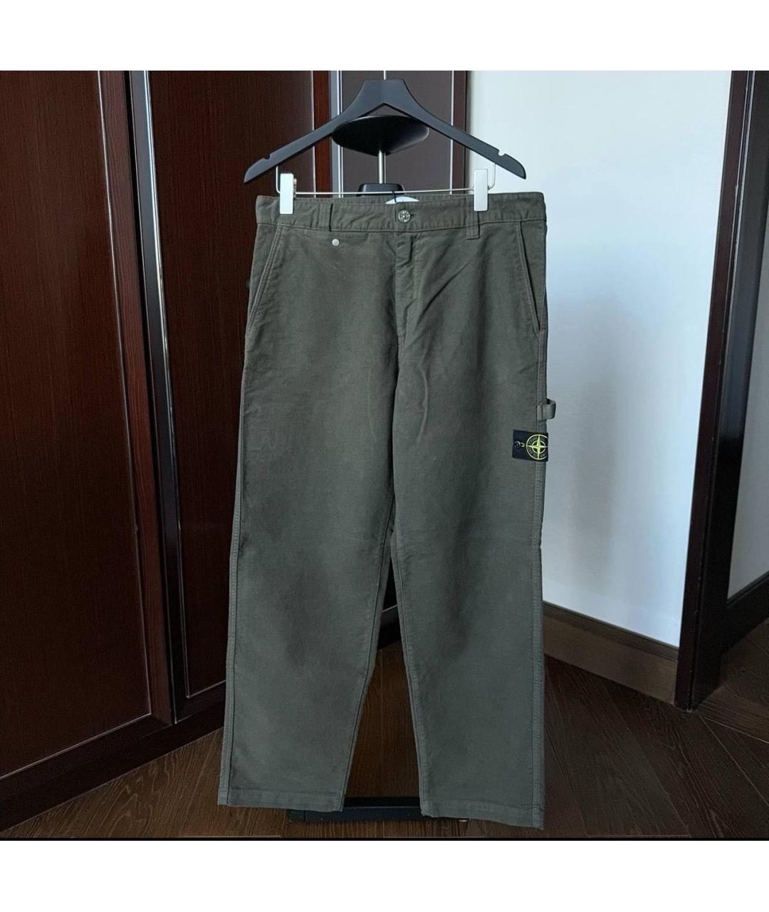 STONE ISLAND Хаки хлопковые повседневные брюки, фото 3