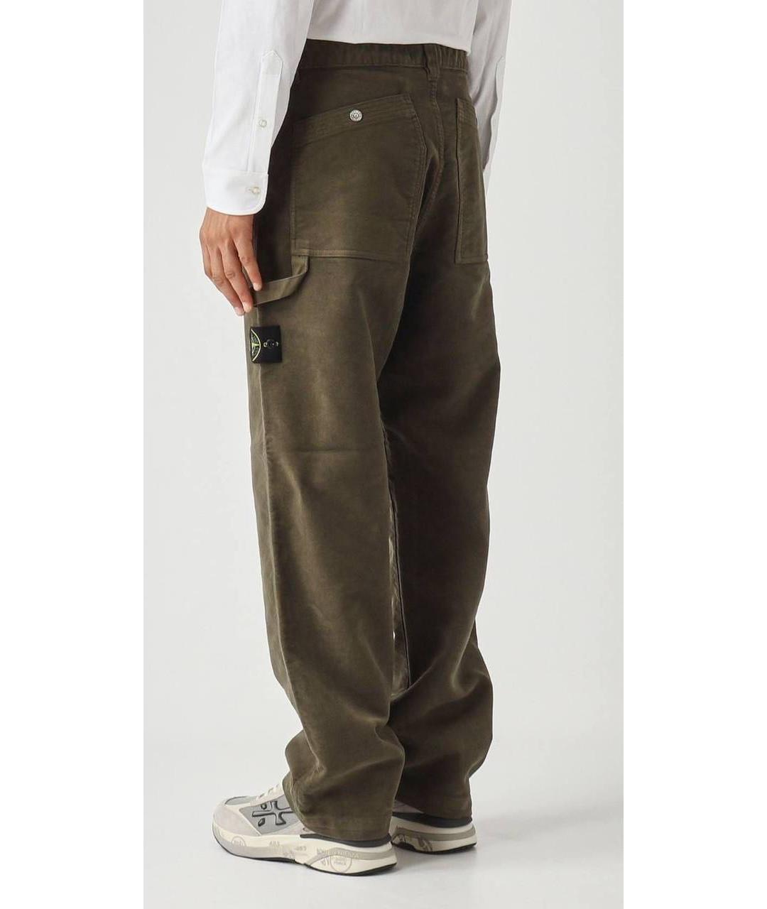 STONE ISLAND Хаки хлопковые повседневные брюки, фото 2