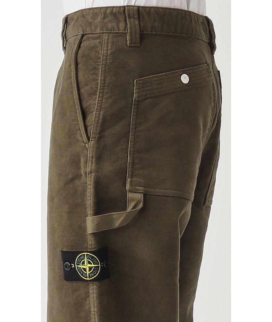 STONE ISLAND Хаки хлопковые повседневные брюки, фото 4