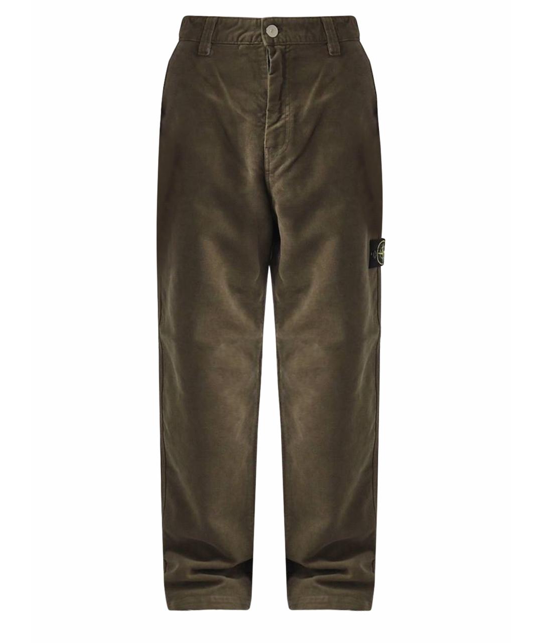 STONE ISLAND Хаки хлопковые повседневные брюки, фото 1