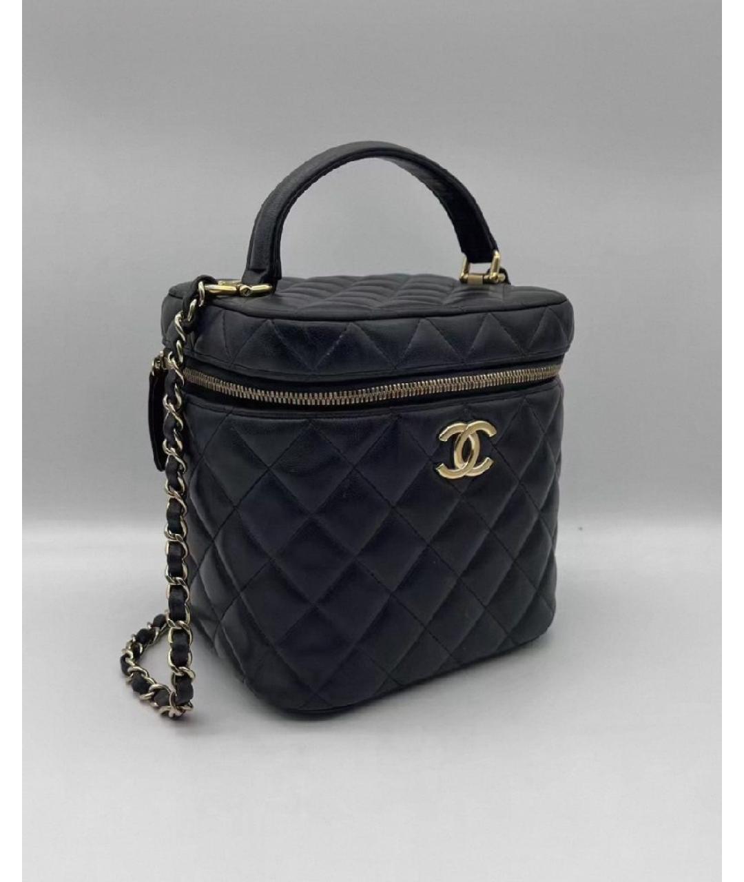 CHANEL Черная кожаная сумка с короткими ручками, фото 4