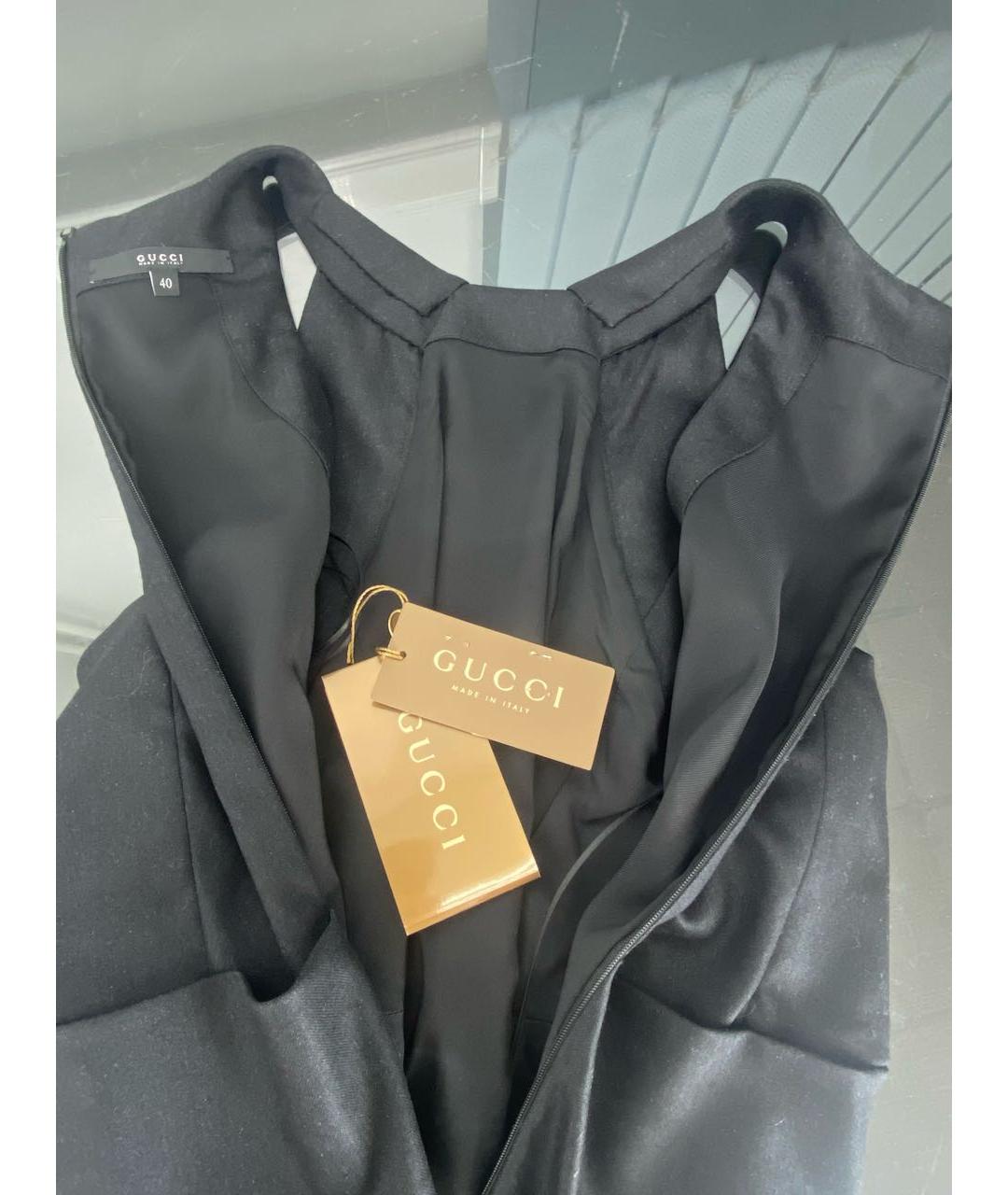 GUCCI Черное шерстяное коктейльное платье, фото 3