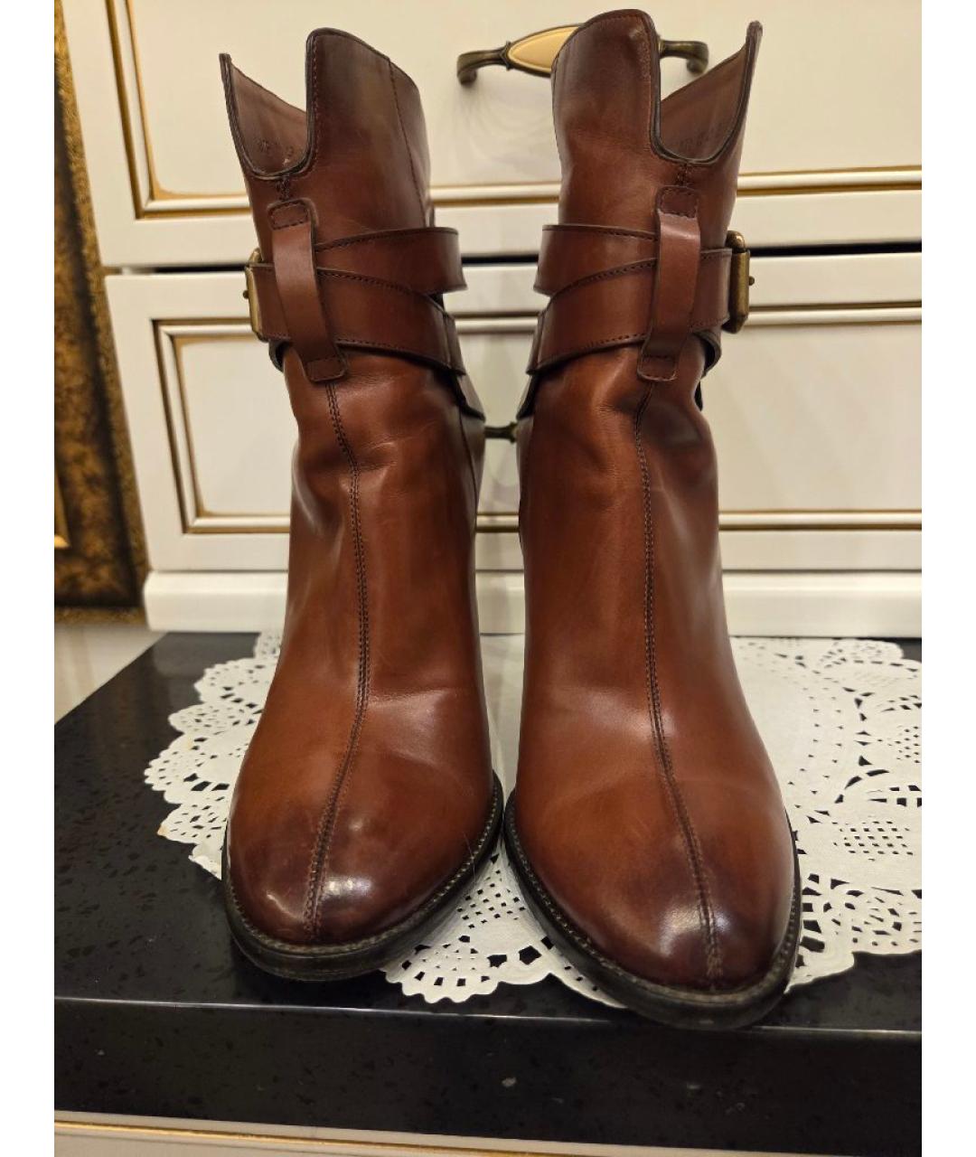 SANTONI Коричневые кожаные ботильоны, фото 2