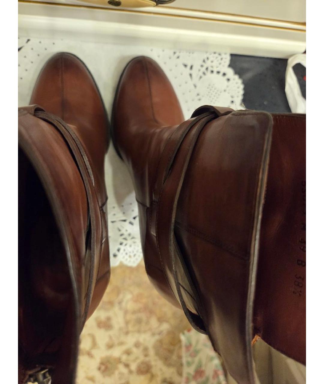 SANTONI Коричневые кожаные ботильоны, фото 3