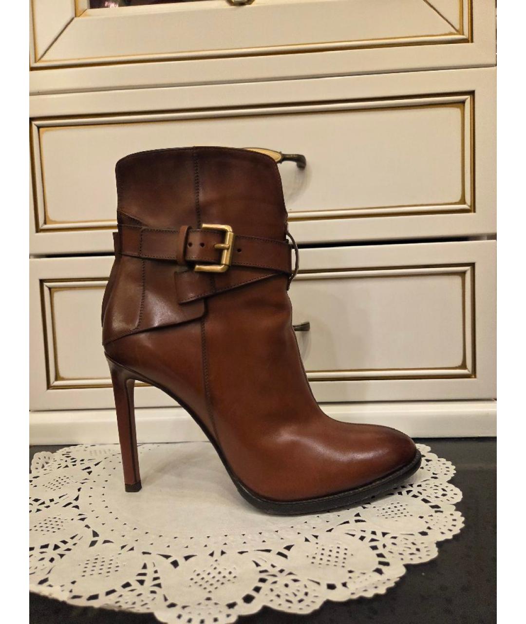 SANTONI Коричневые кожаные ботильоны, фото 7