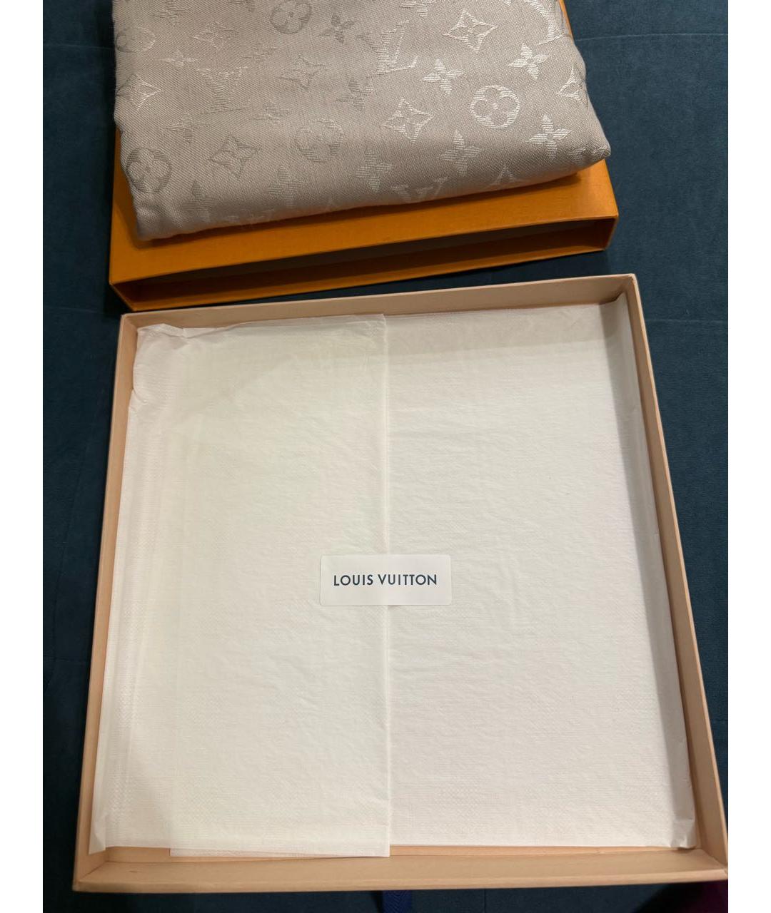 LOUIS VUITTON Серебрянный шелковый платок, фото 6