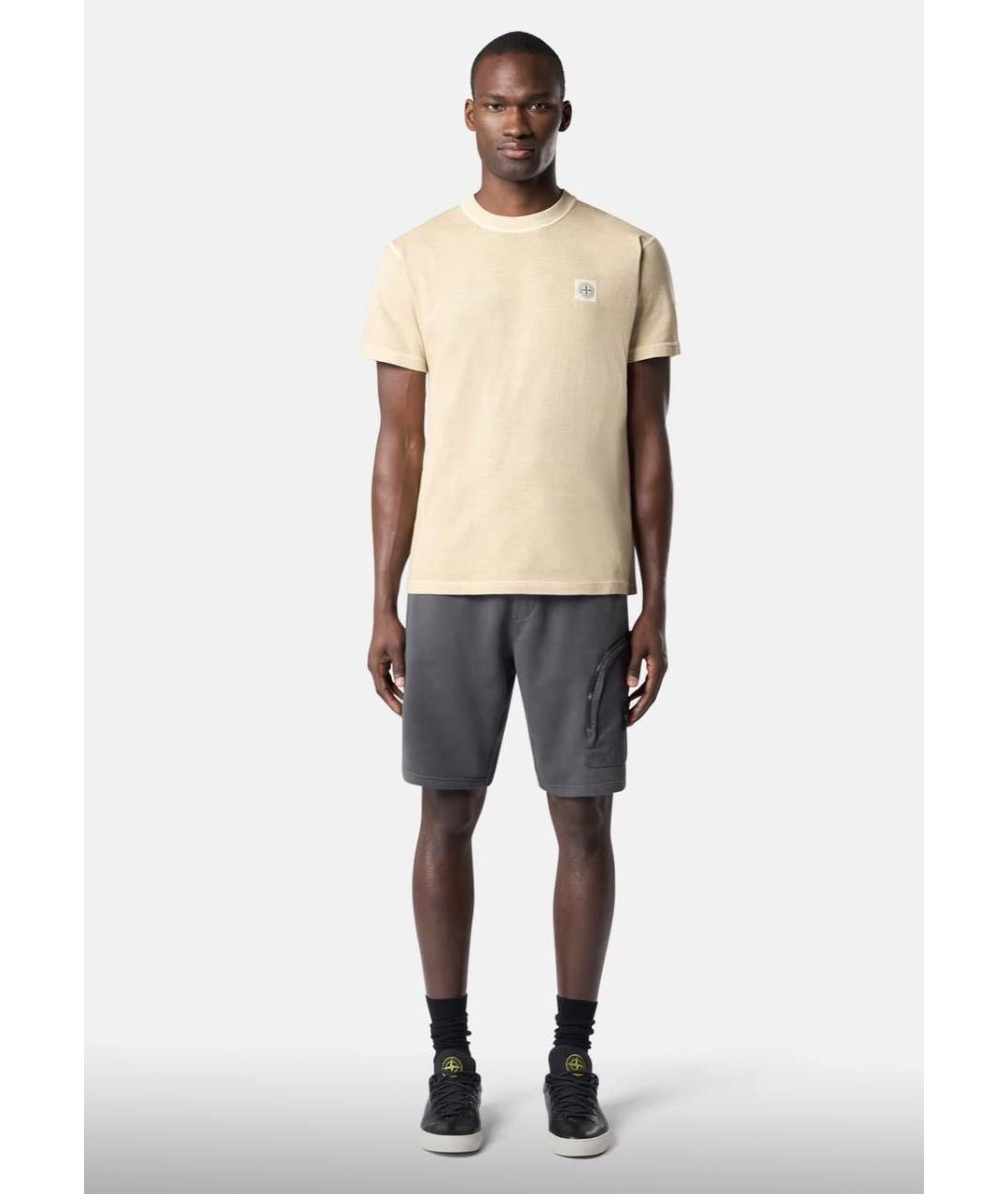 STONE ISLAND Бежевая хлопковая футболка, фото 3