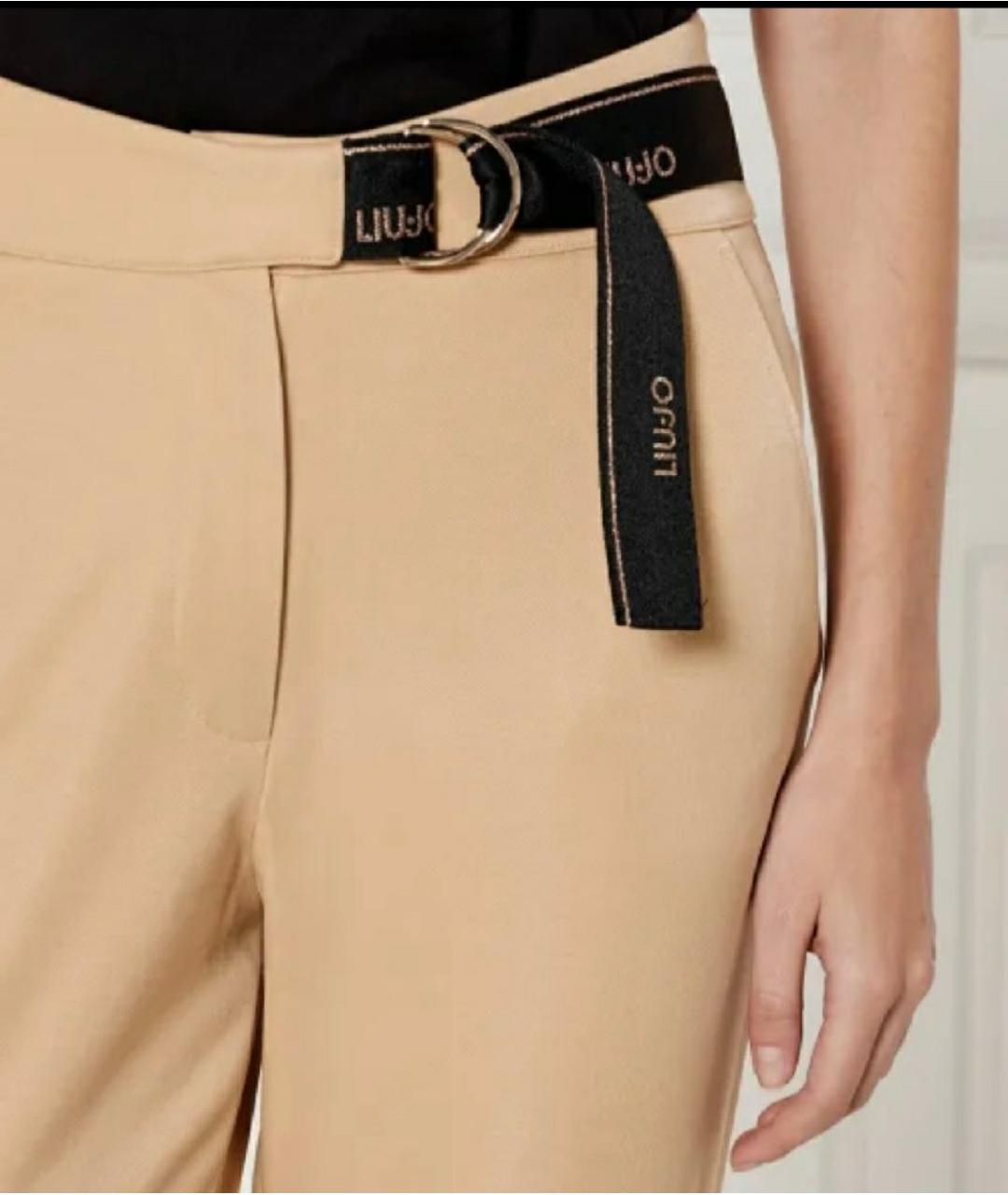LIU JO Бежевые полиэстеровые брюки узкие, фото 3