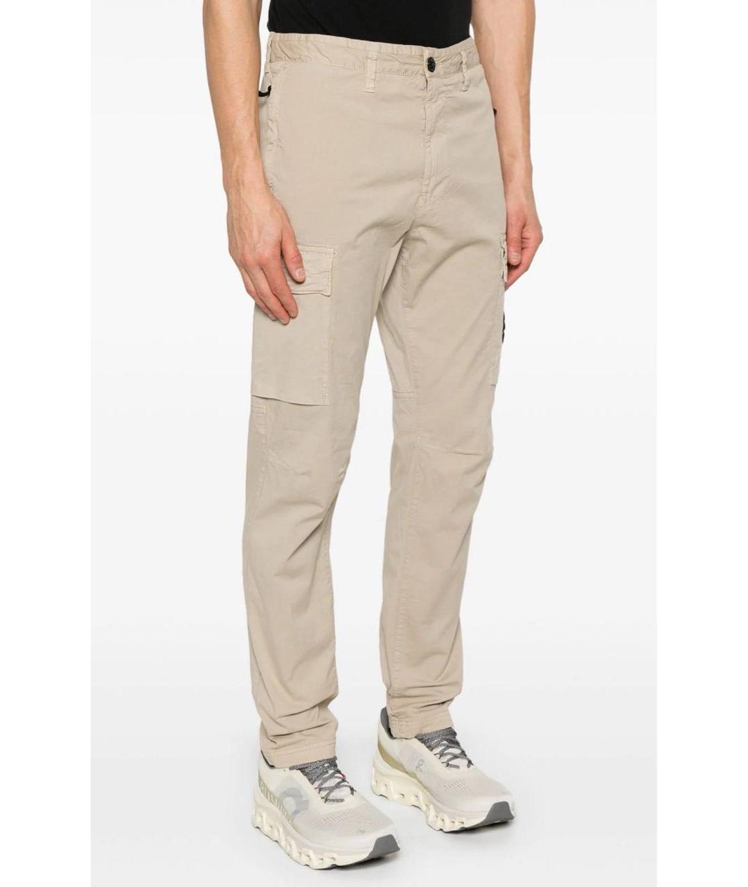 STONE ISLAND Бежевые хлопковые повседневные брюки, фото 4
