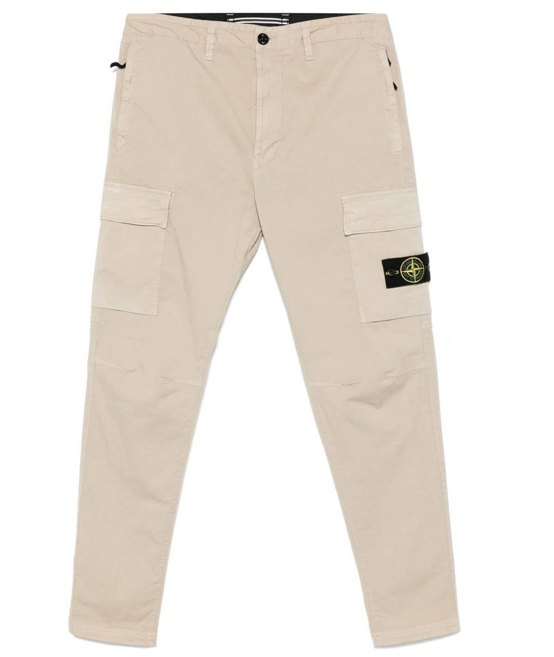 STONE ISLAND Бежевые хлопковые повседневные брюки, фото 1