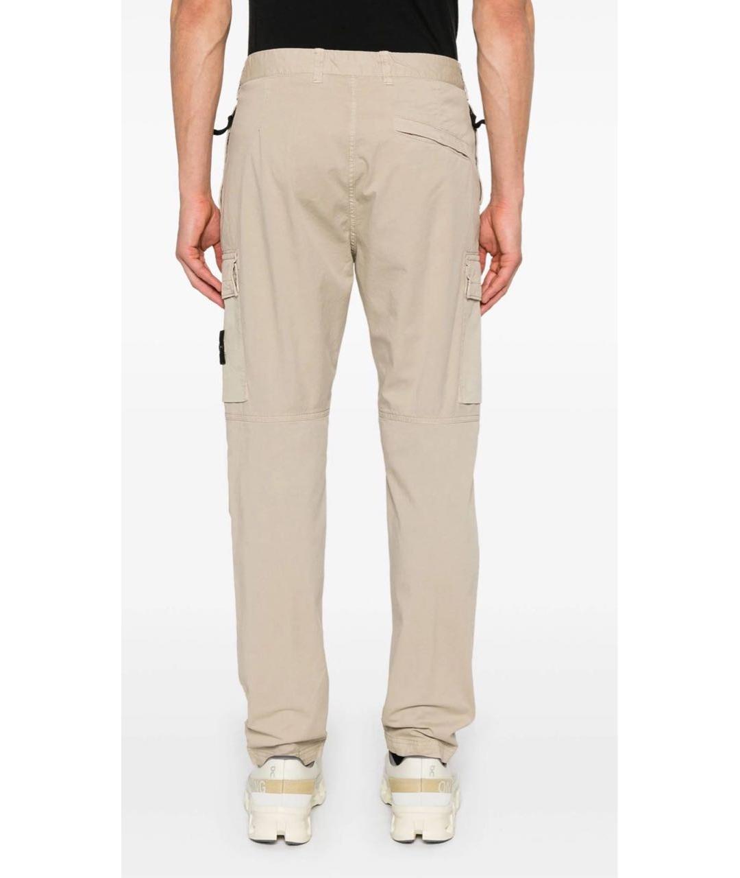 STONE ISLAND Бежевые хлопковые повседневные брюки, фото 3