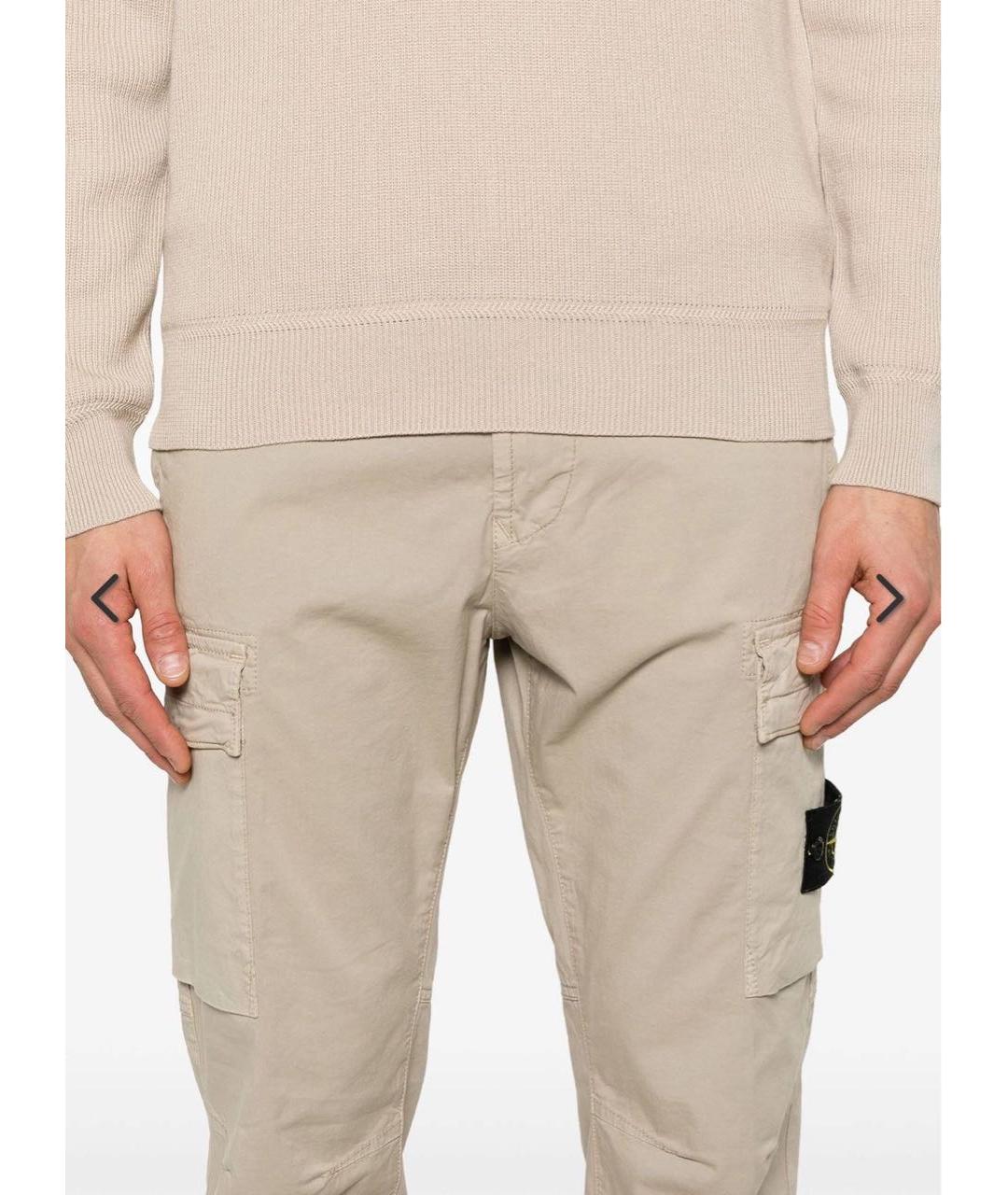 STONE ISLAND Бежевые хлопковые повседневные брюки, фото 5