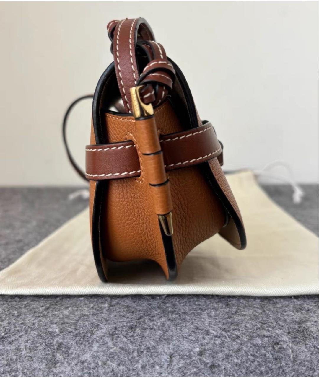 LOEWE Коричневая кожаная сумка через плечо, фото 4