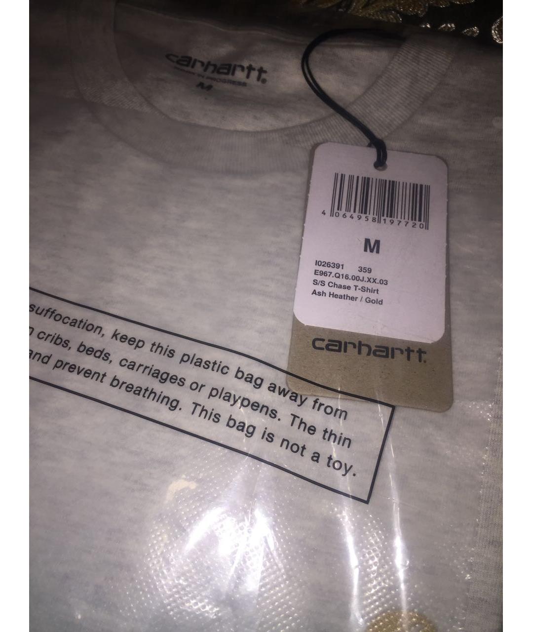 CARHARTT Серая хлопковая футболка, фото 4