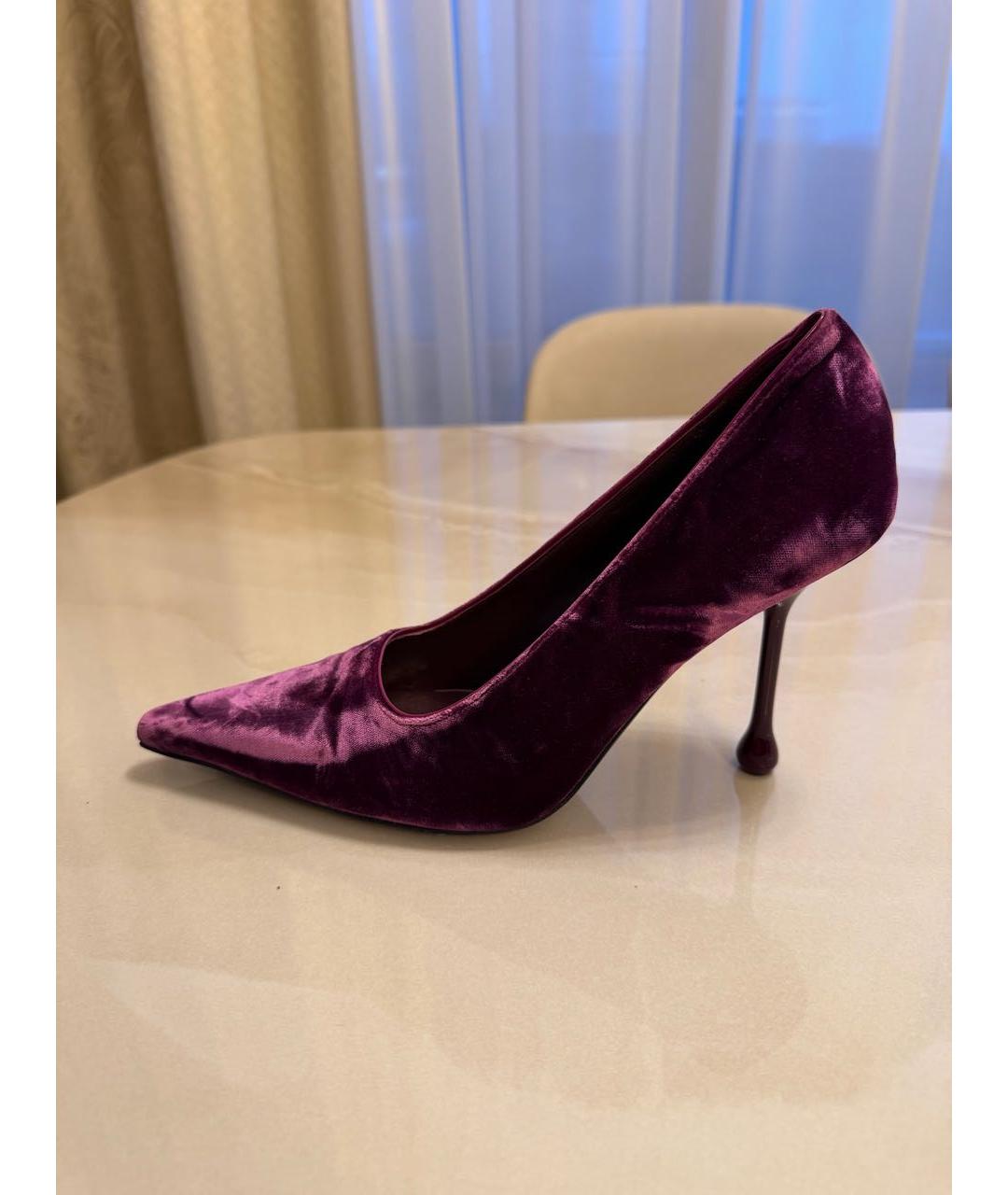JIMMY CHOO Фиолетовые бархатные туфли, фото 5