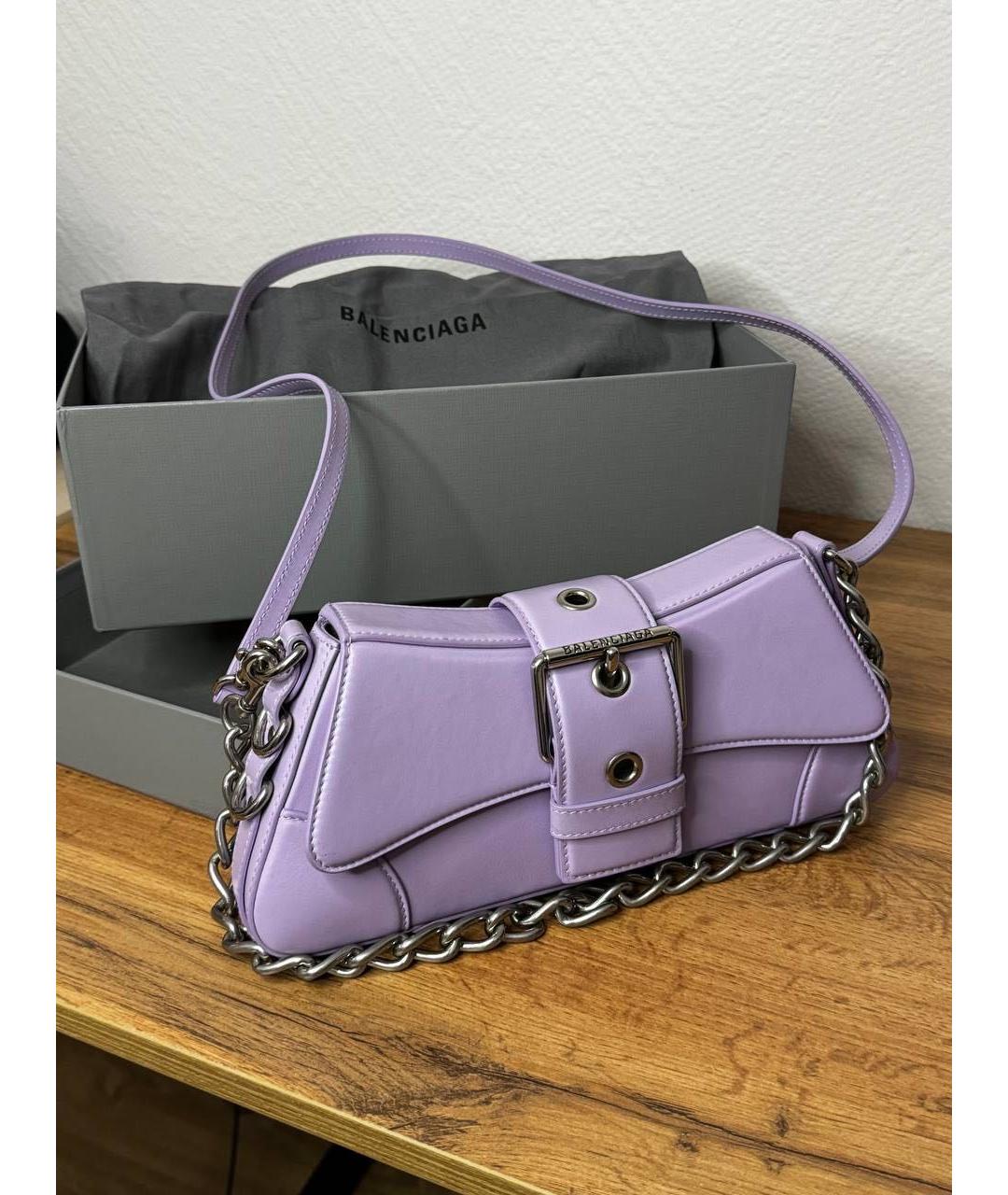 BALENCIAGA Фиолетовая кожаная сумка через плечо, фото 5