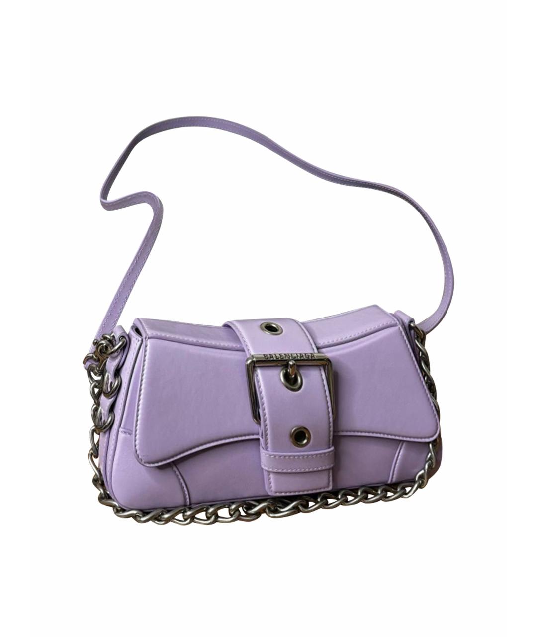 BALENCIAGA Фиолетовая кожаная сумка через плечо, фото 1