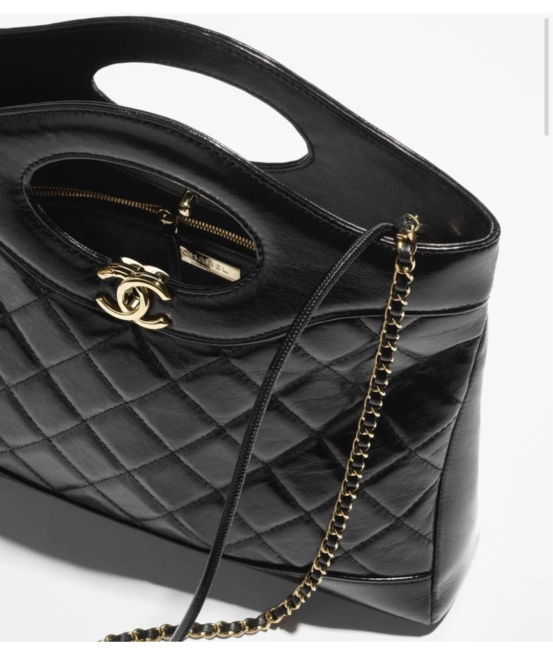 CHANEL Черная кожаная сумка с короткими ручками, фото 3